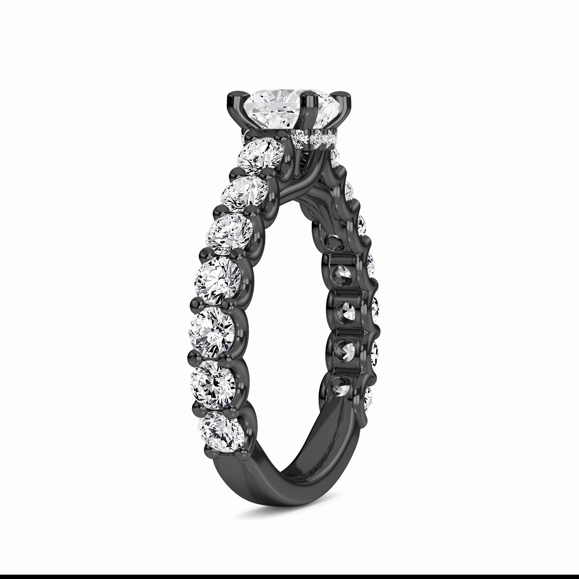 White Diamond French-Set Classic Engagement Ring - Garima