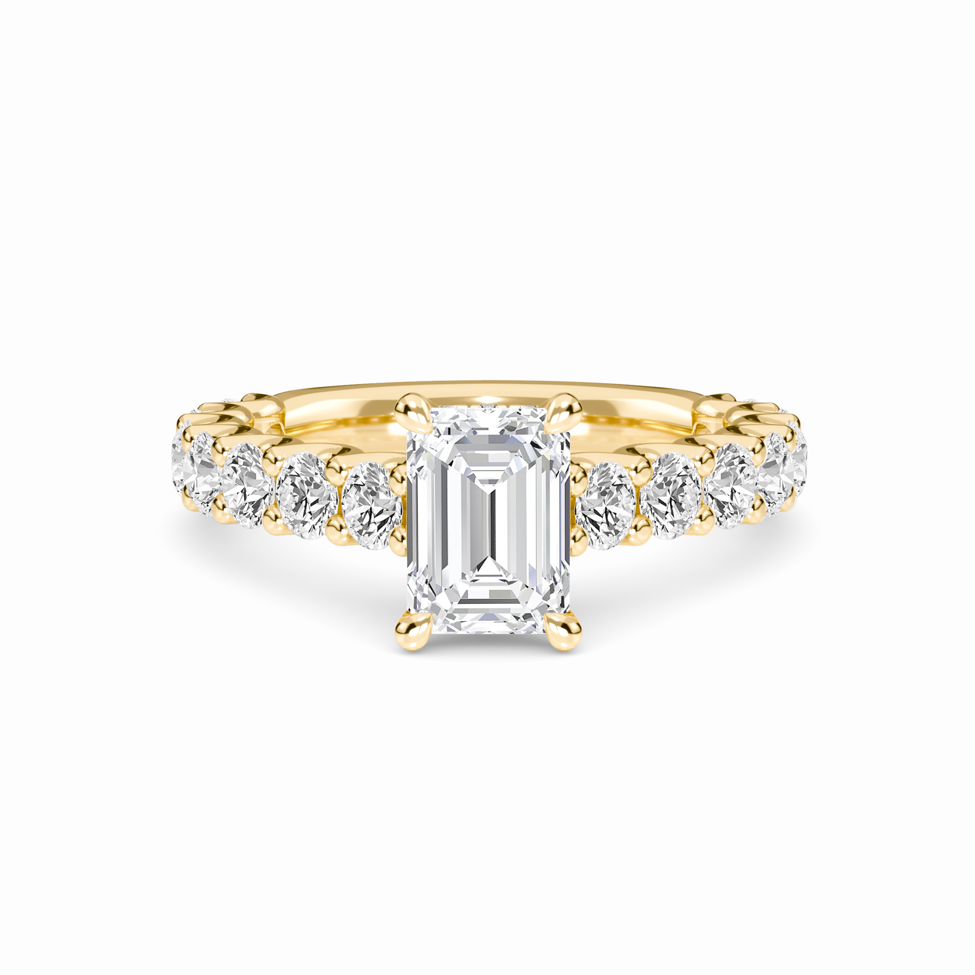 White Diamond French-Set Classic Engagement Ring - Garima