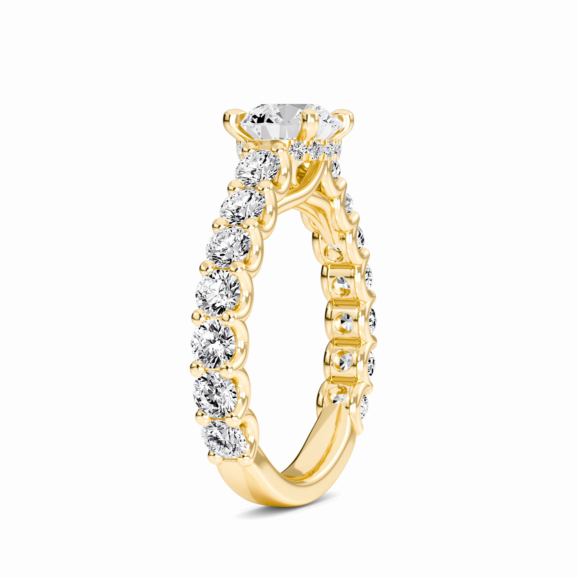 White Diamond French-Set Classic Engagement Ring - Garima