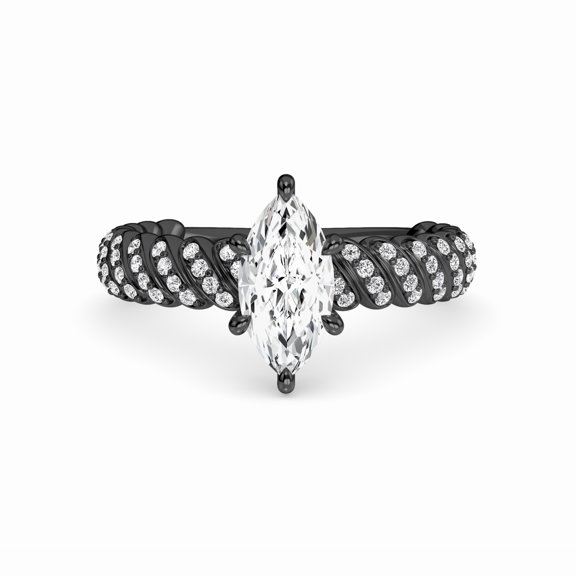 White Diamond Twisted Pave Rope Engagement Ring - Willow