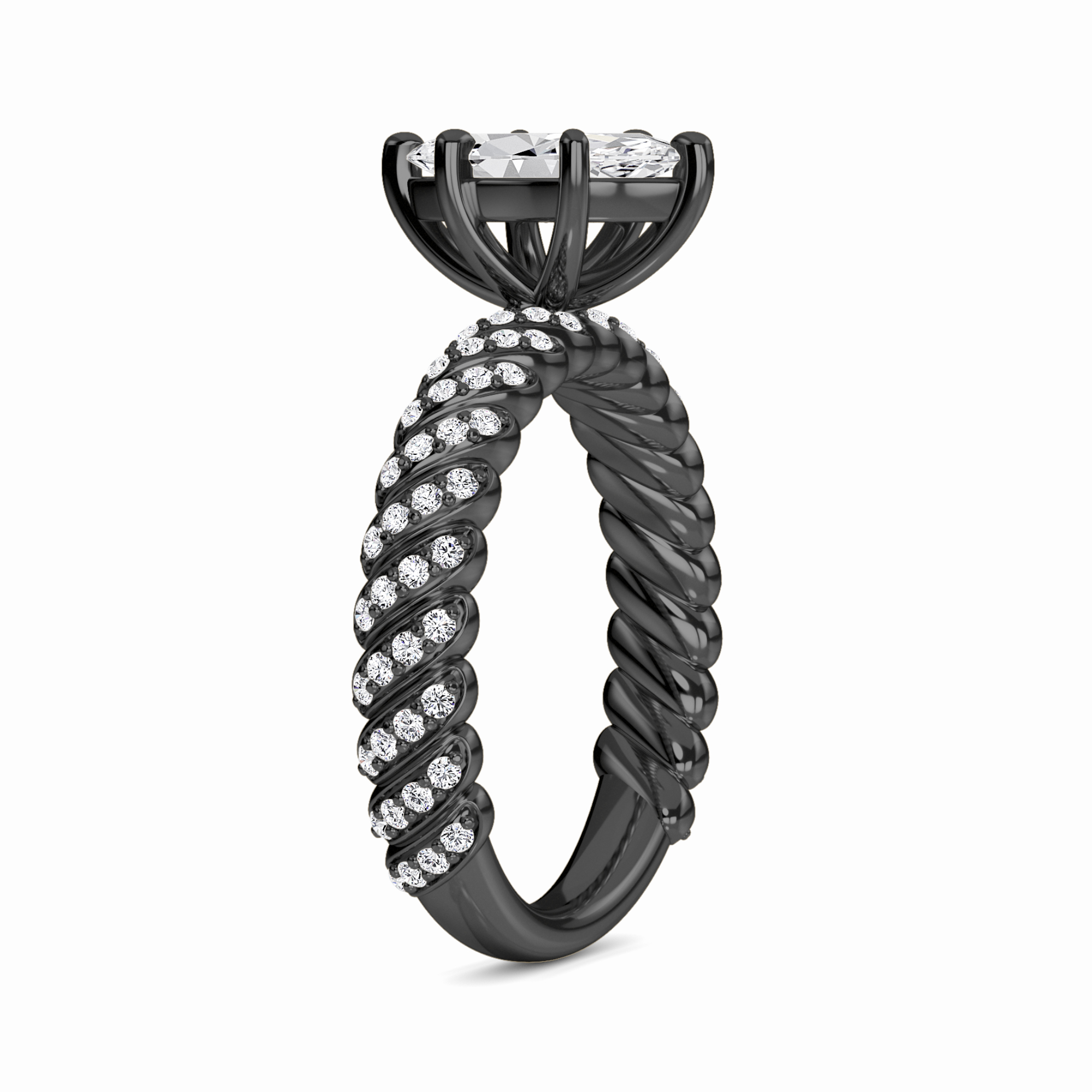 White Diamond Twisted Pave Rope Engagement Ring - Willow