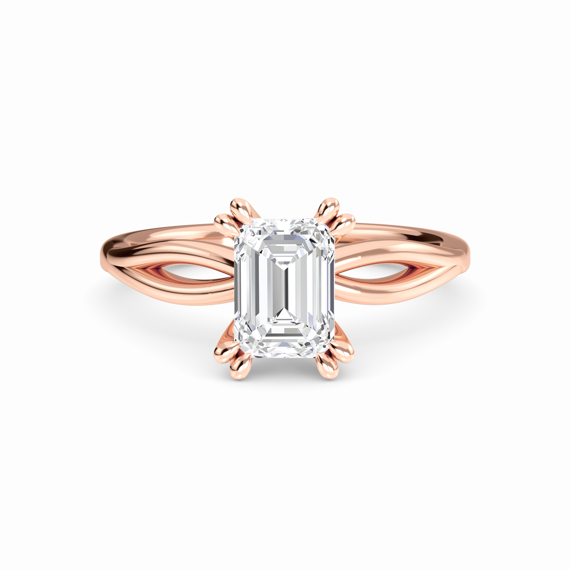 White Diamond Vine Twist Solitaire Engagement Ring - Paisley