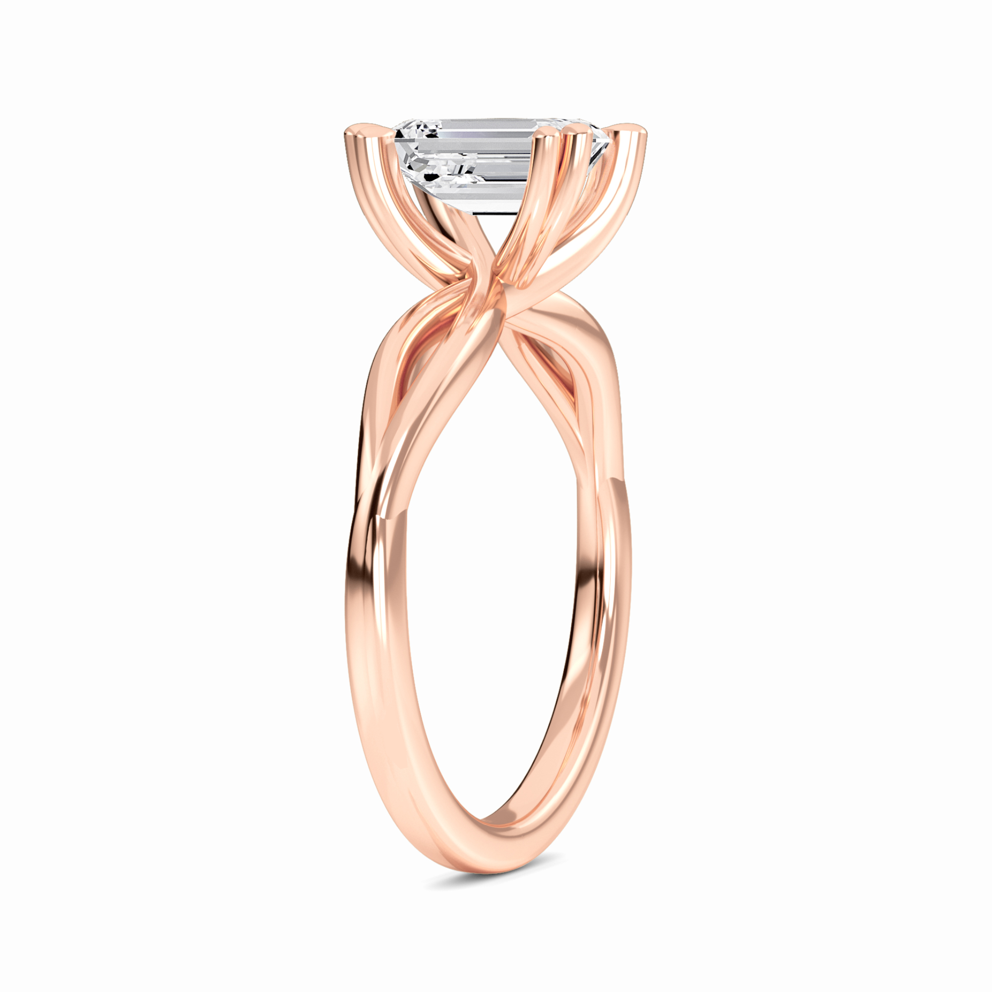 White Diamond Vine Twist Solitaire Engagement Ring - Paisley