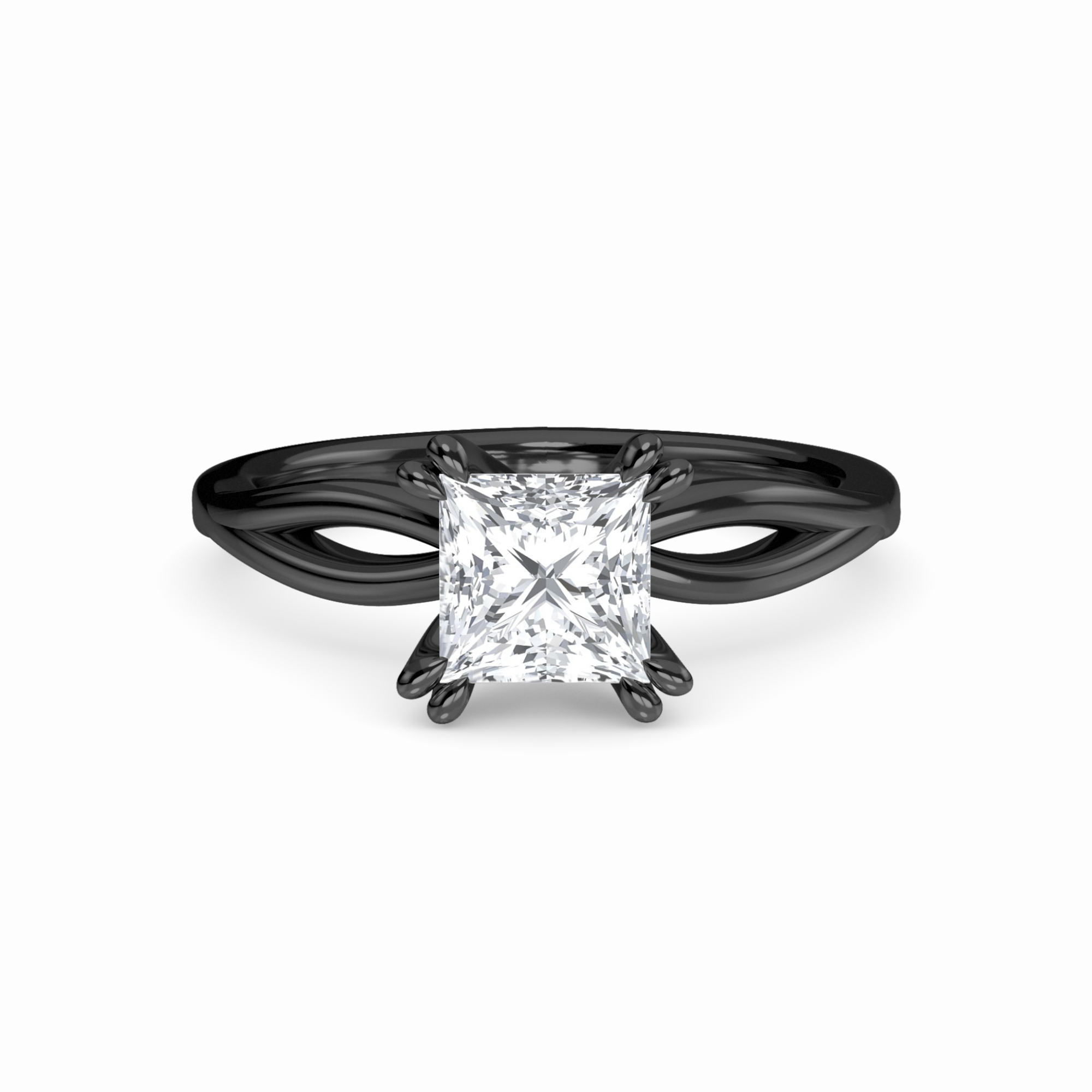 White Diamond Vine Twist Solitaire Engagement Ring - Paisley