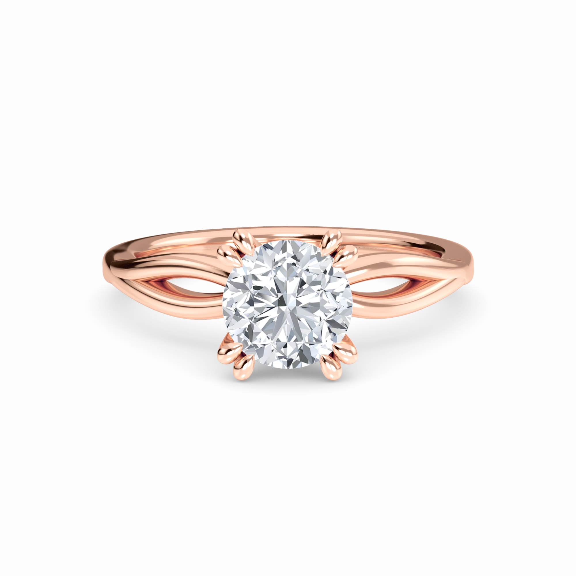 White Diamond Vine Twist Solitaire Engagement Ring - Paisley