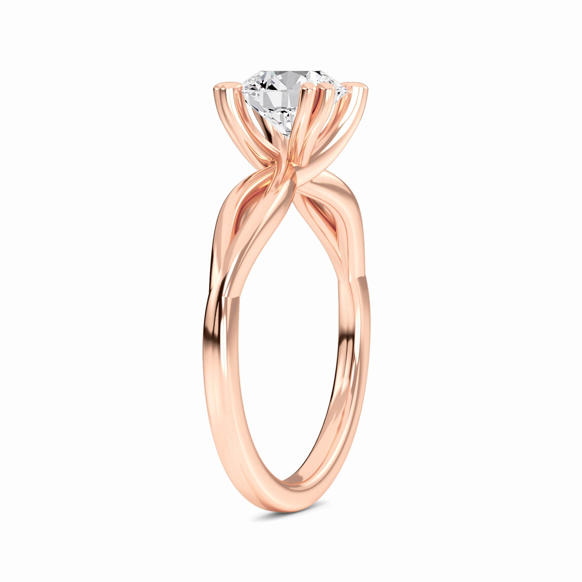 White Diamond Vine Twist Solitaire Engagement Ring - Paisley