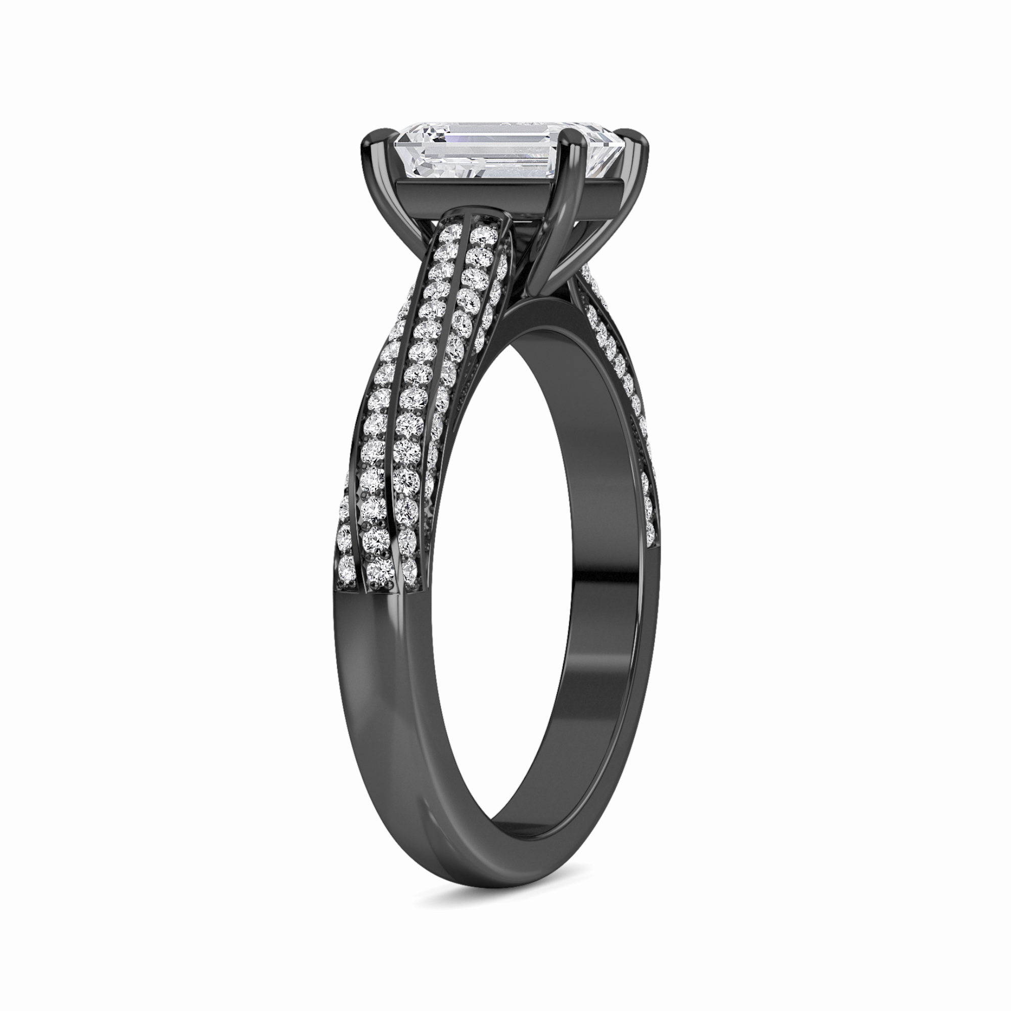 White Diamond Triple Pave Crossover Engagement Ring - Skylar