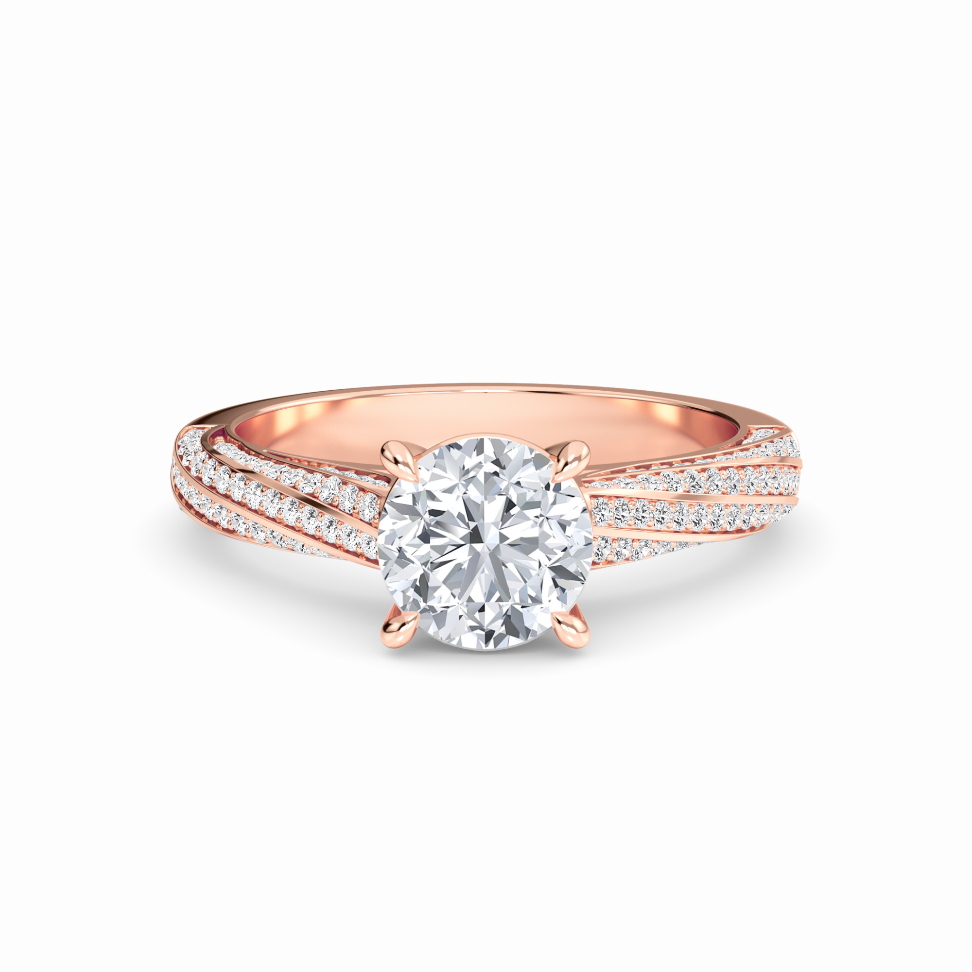 White Diamond Triple Pave Crossover Engagement Ring - Skylar