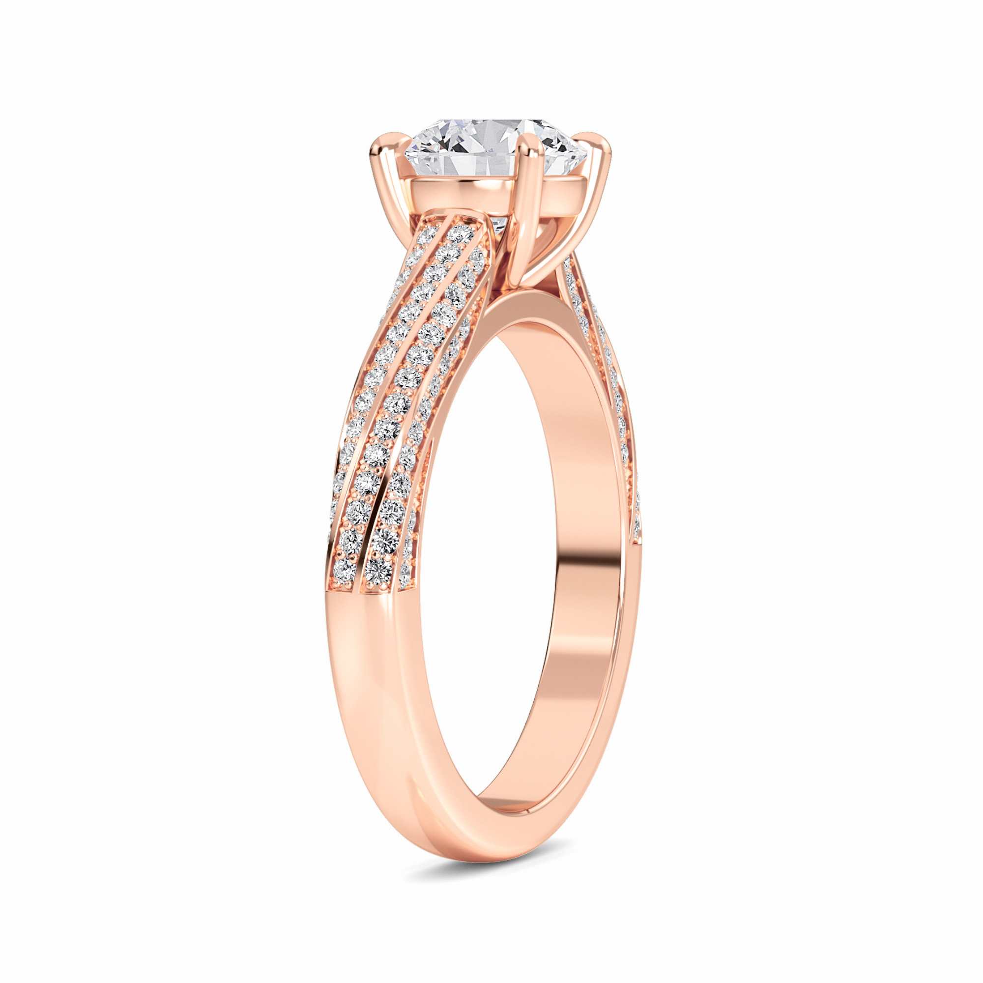 White Diamond Triple Pave Crossover Engagement Ring - Skylar