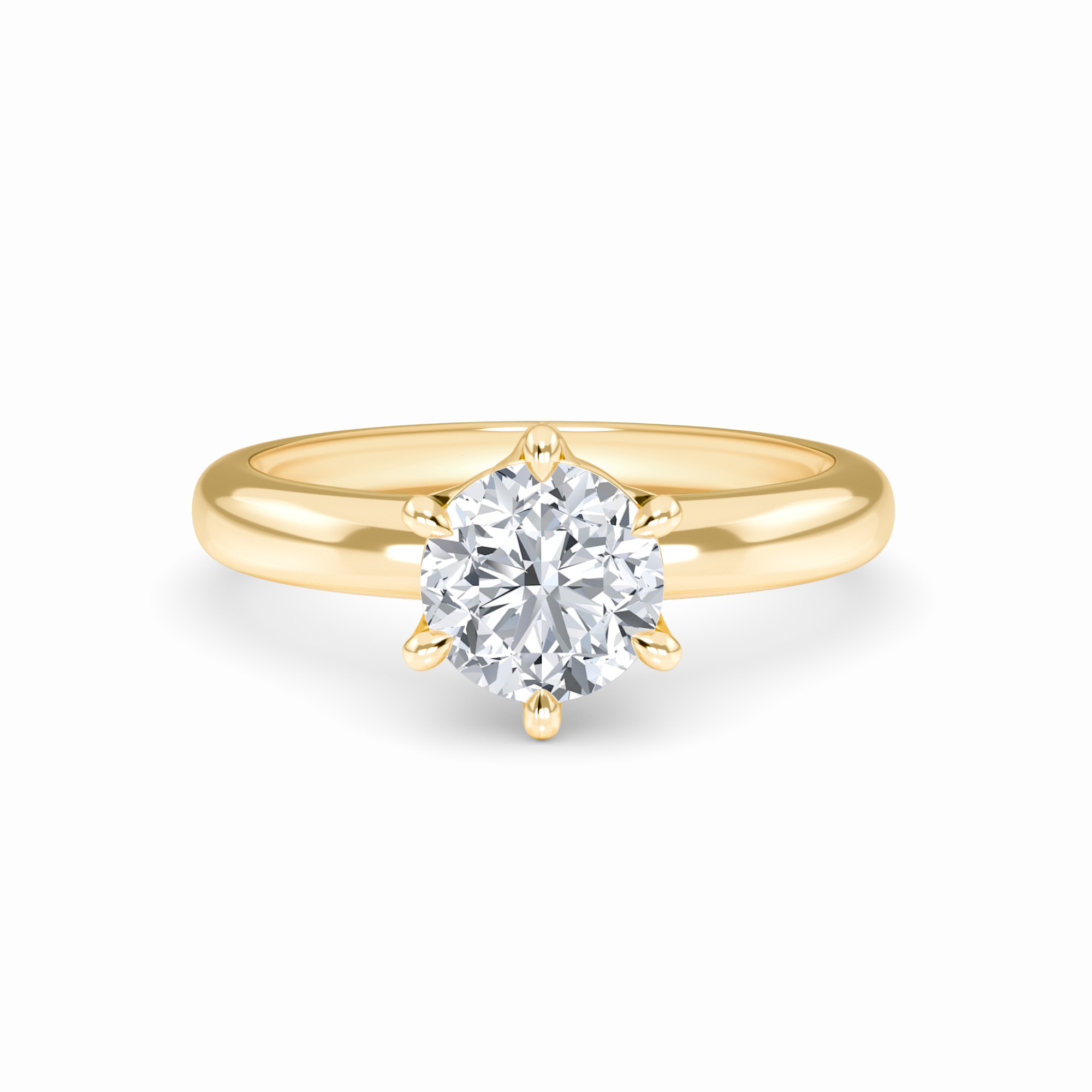 White Diamond Classic 6-Prong Solitaire Engagement Ring - Leonie