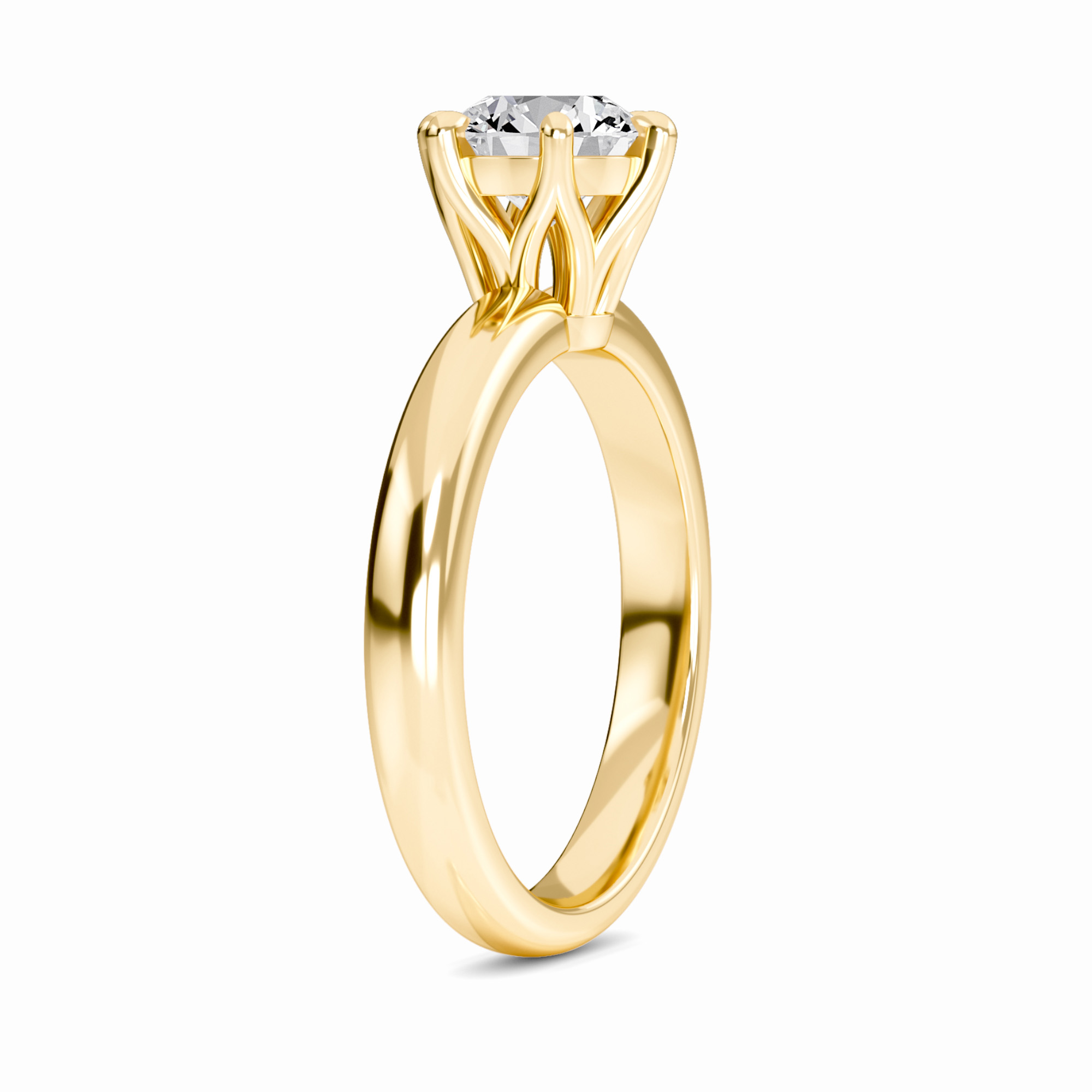 White Diamond Classic 6-Prong Solitaire Engagement Ring - Leonie