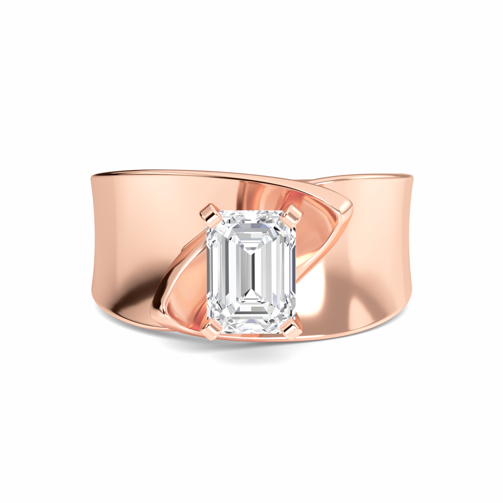 White Diamond Twist Solitaire Engagement Ring - Octavia