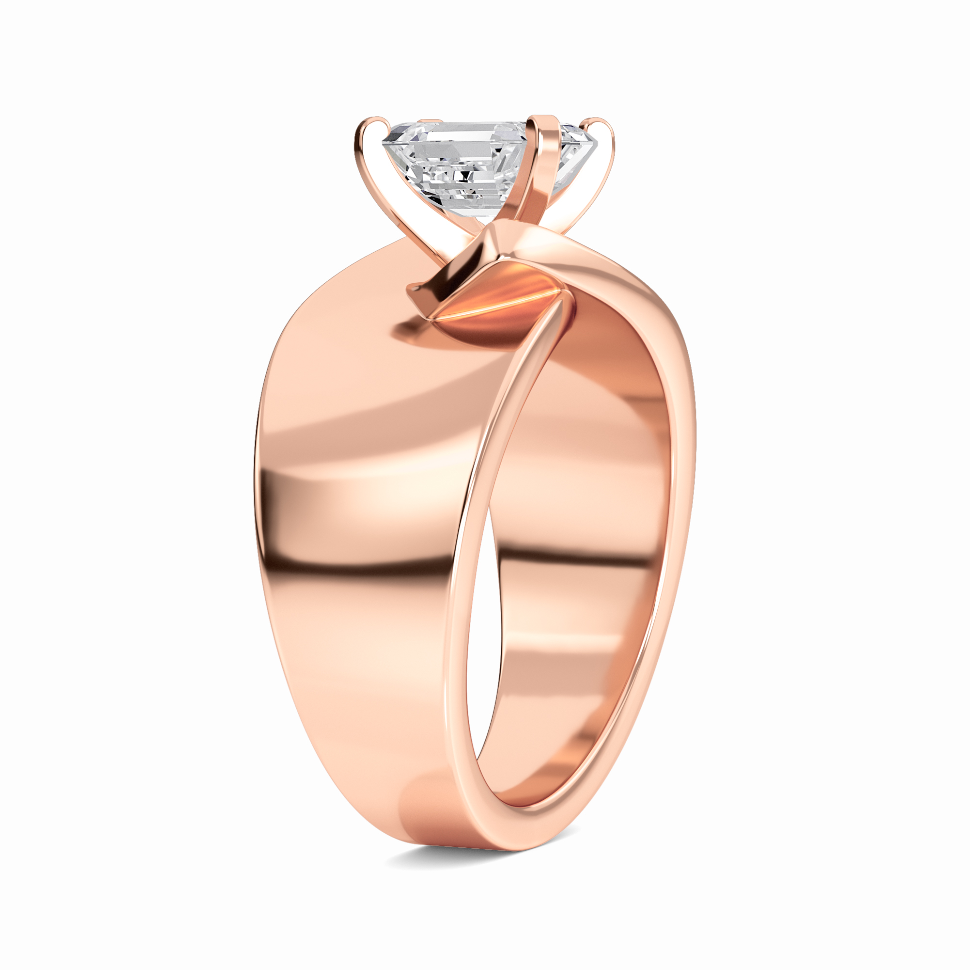 White Diamond Twist Solitaire Engagement Ring - Octavia