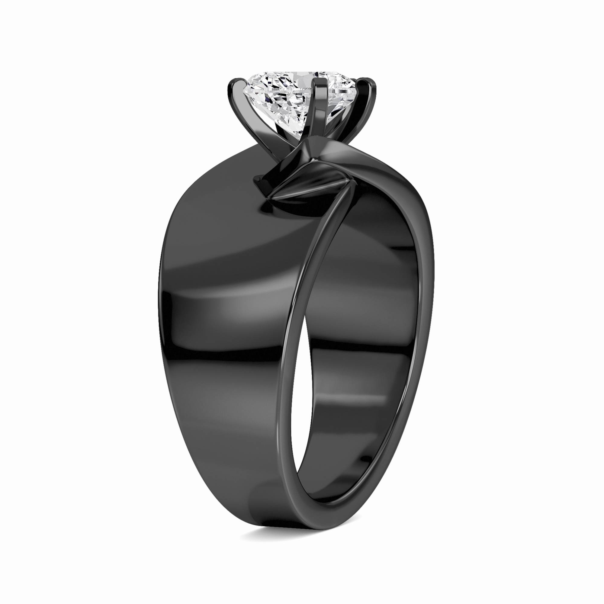 White Diamond Twist Solitaire Engagement Ring - Octavia