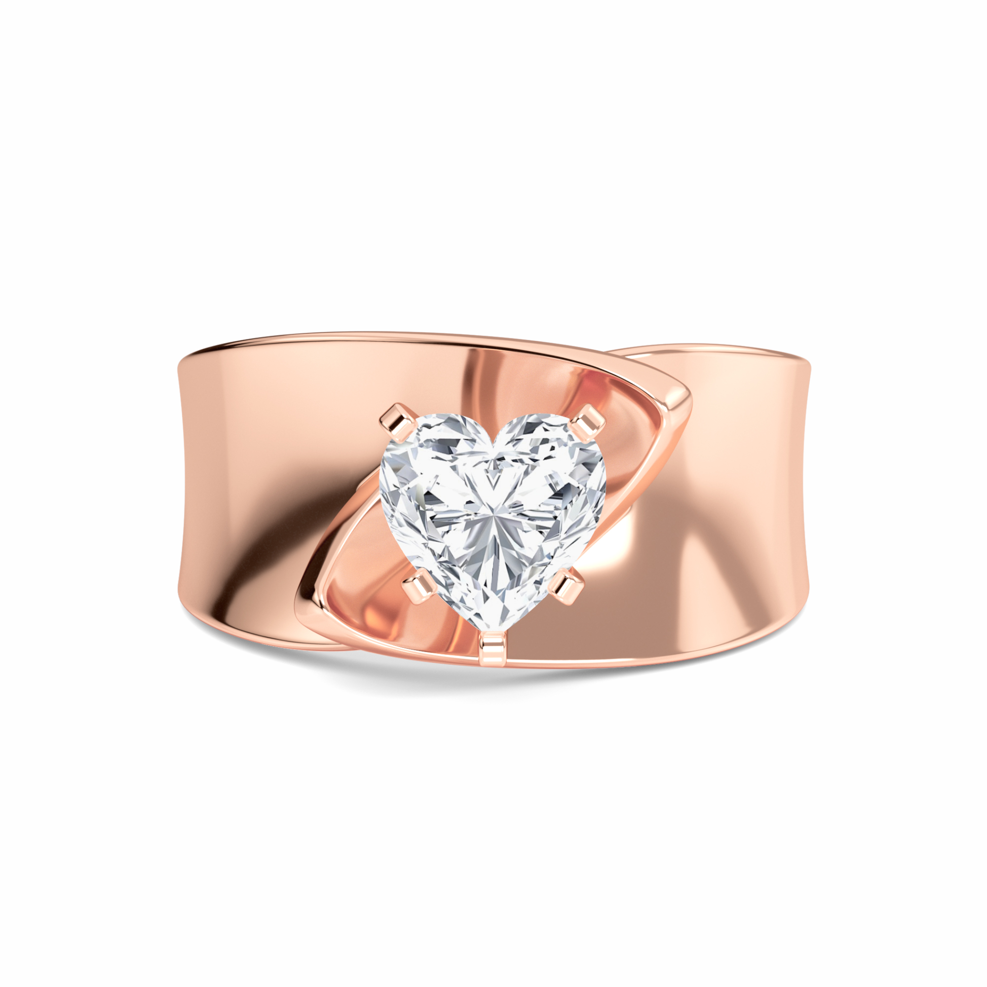 White Diamond Twist Solitaire Engagement Ring - Octavia