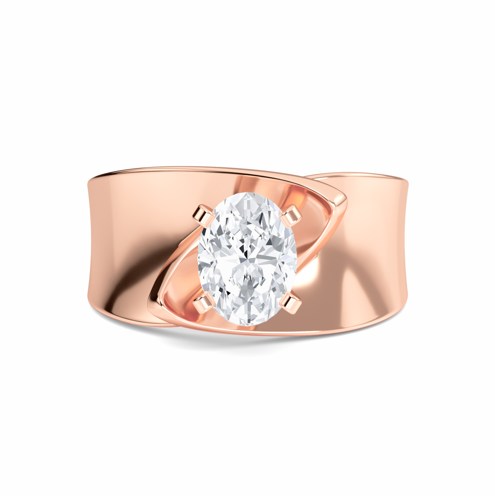 White Diamond Twist Solitaire Engagement Ring - Octavia