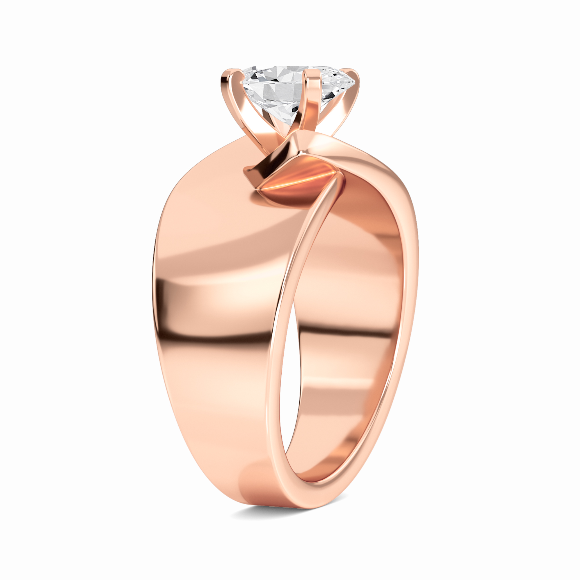 White Diamond Twist Solitaire Engagement Ring - Octavia