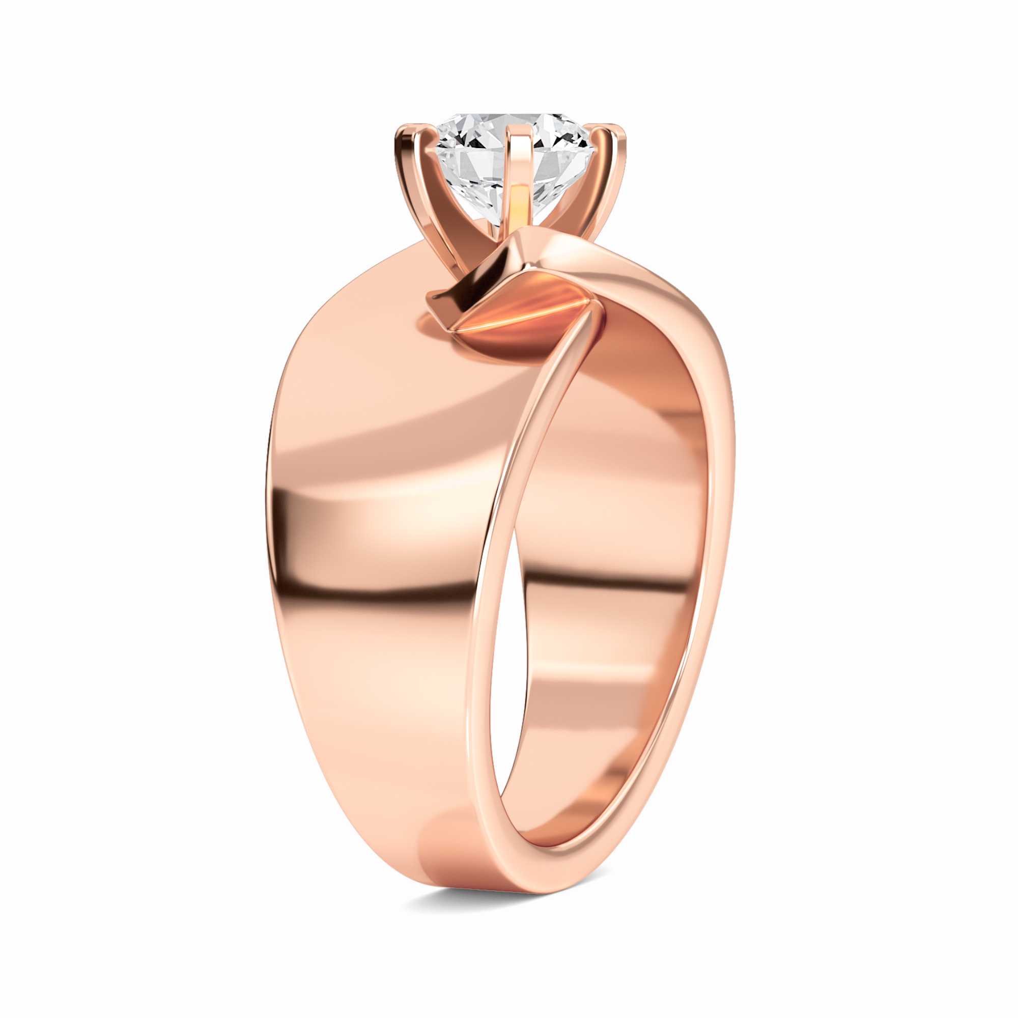 White Diamond Twist Solitaire Engagement Ring - Octavia