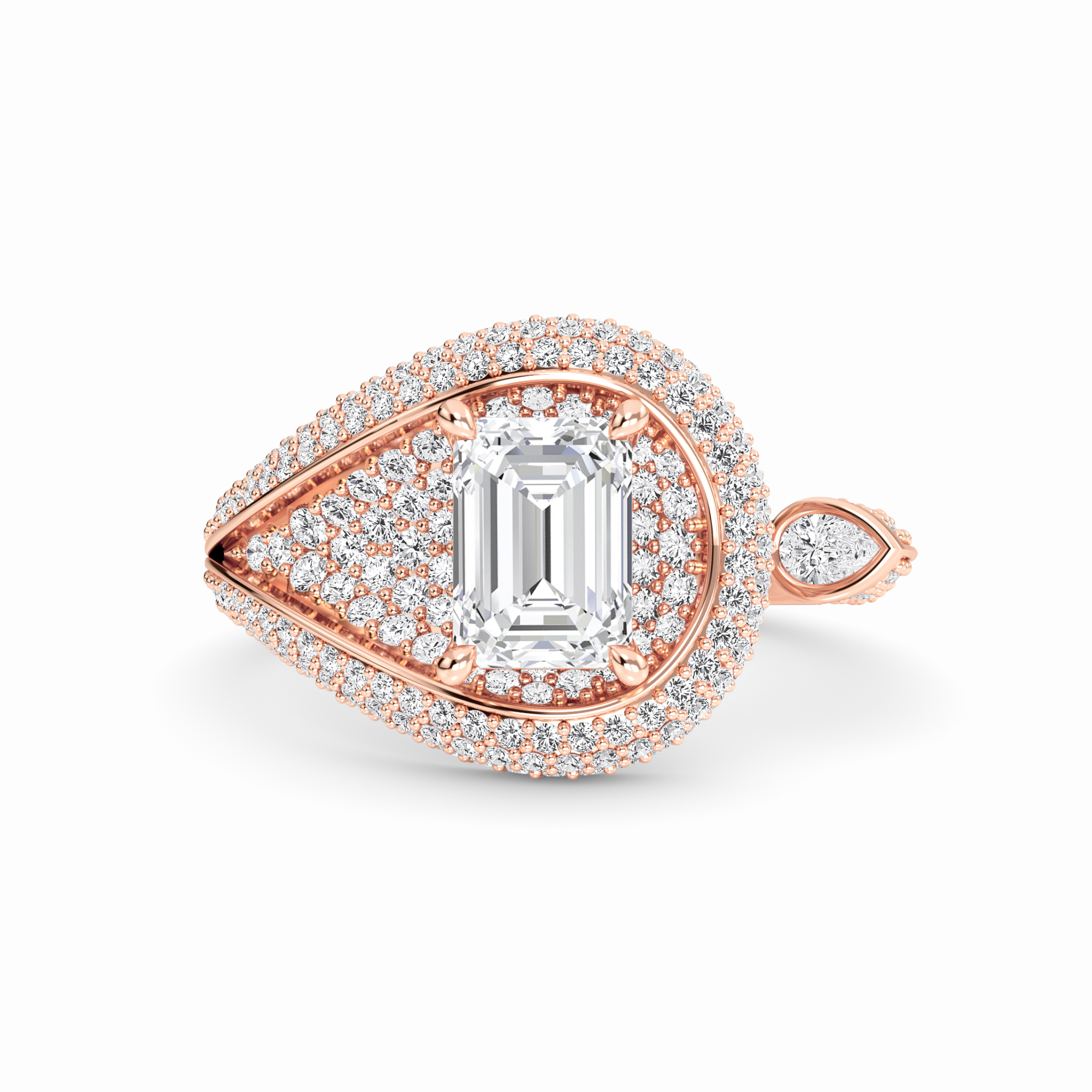 White Diamond Swirl Pave Accented Engagement Ring - Marisol