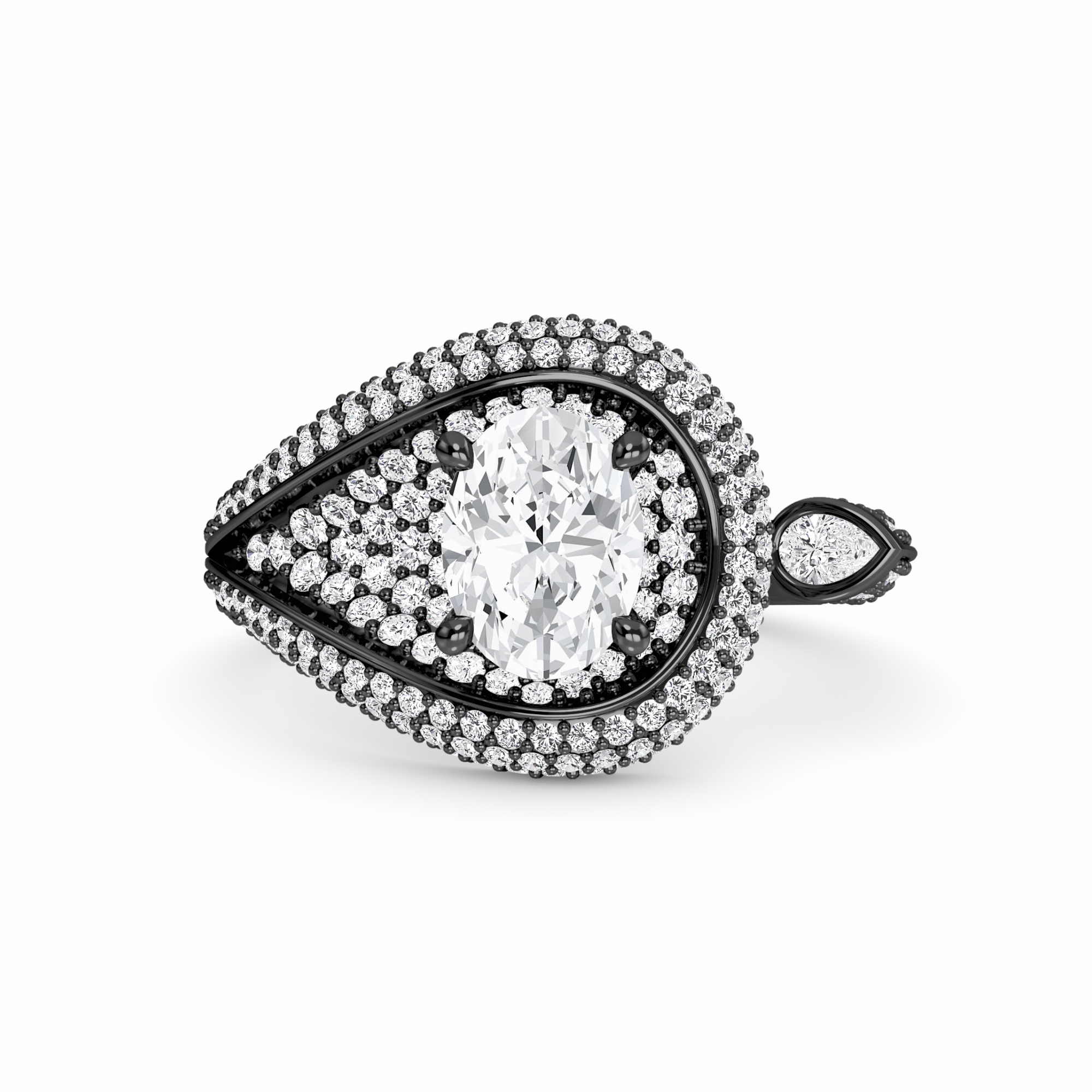 White Diamond Swirl Pave Accented Engagement Ring - Marisol