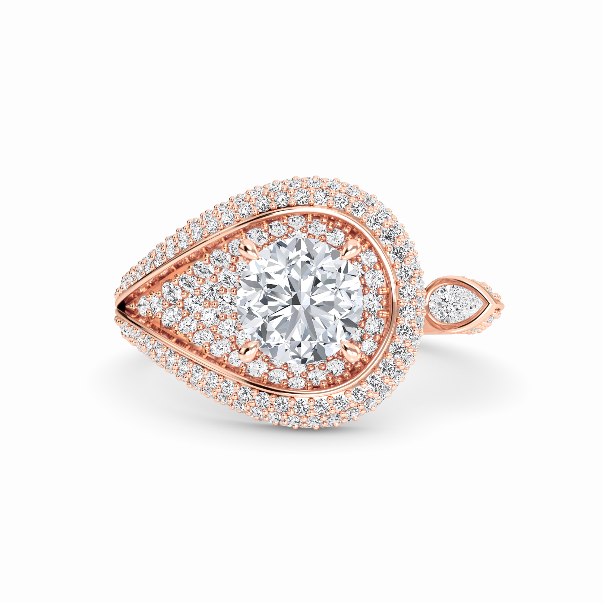 White Diamond Swirl Pave Accented Engagement Ring - Marisol