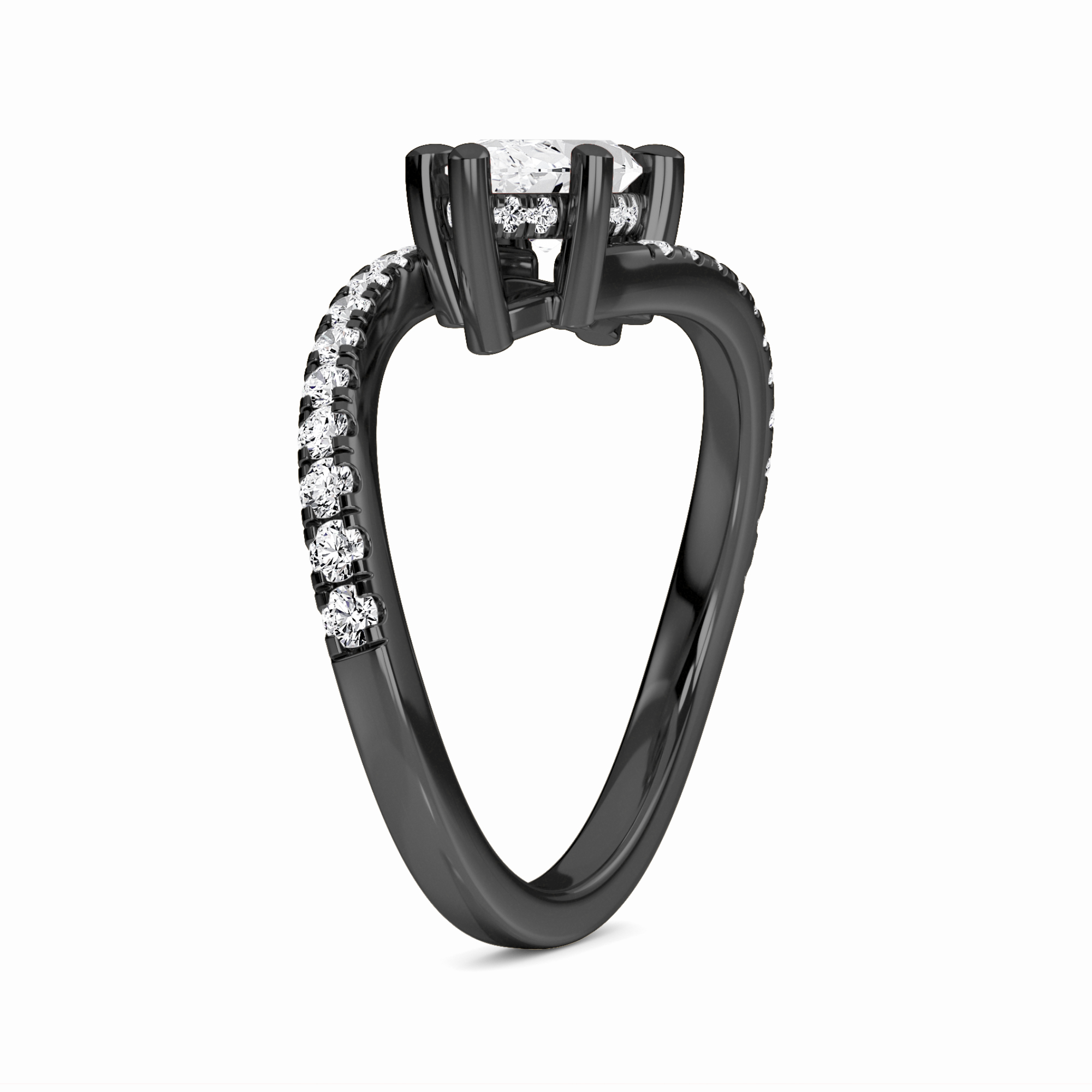 White Diamond Hidden Accent Unique Designs Engagement Ring - Kashvi