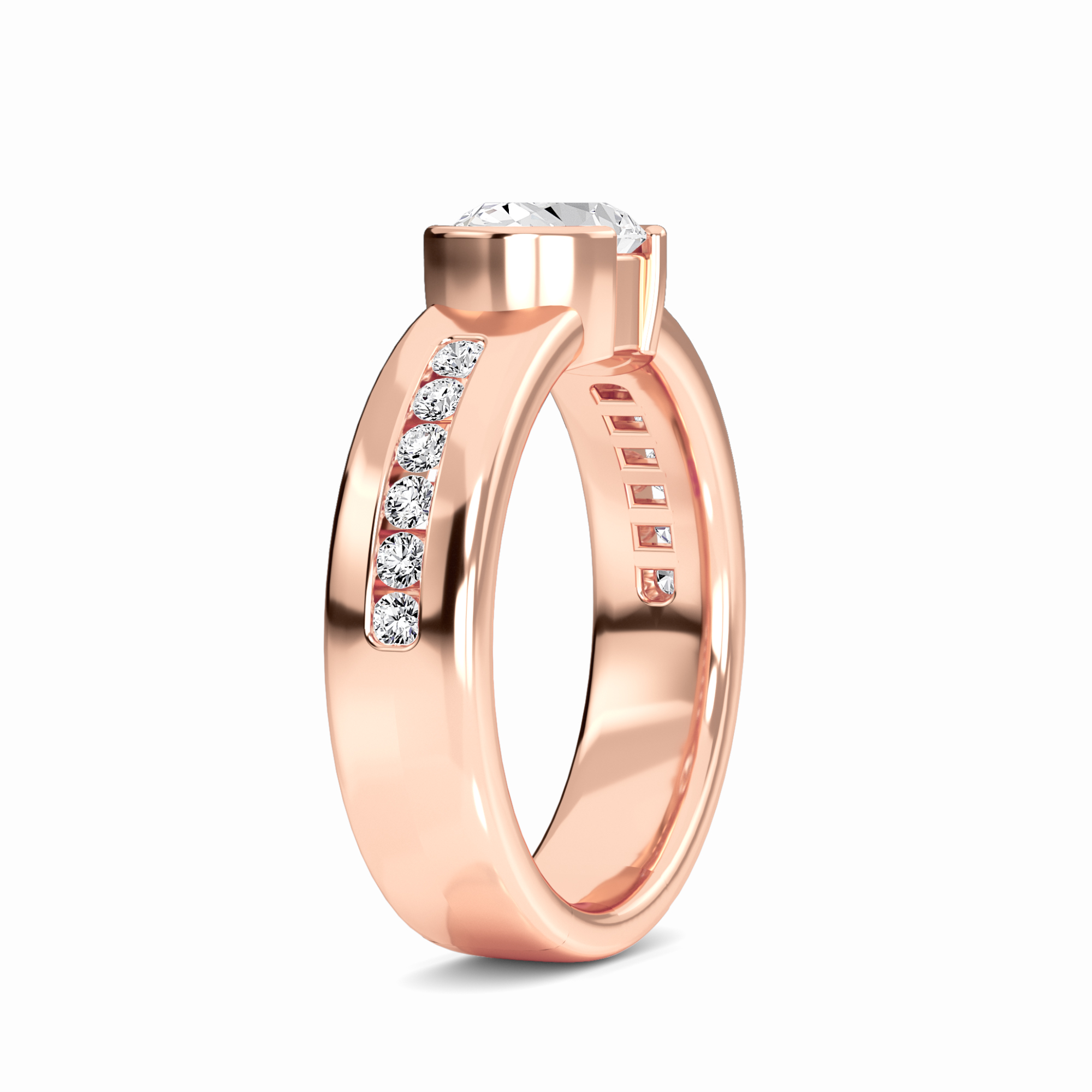 White Diamond Bezel-Set Accented Engagement Ring - Hollis