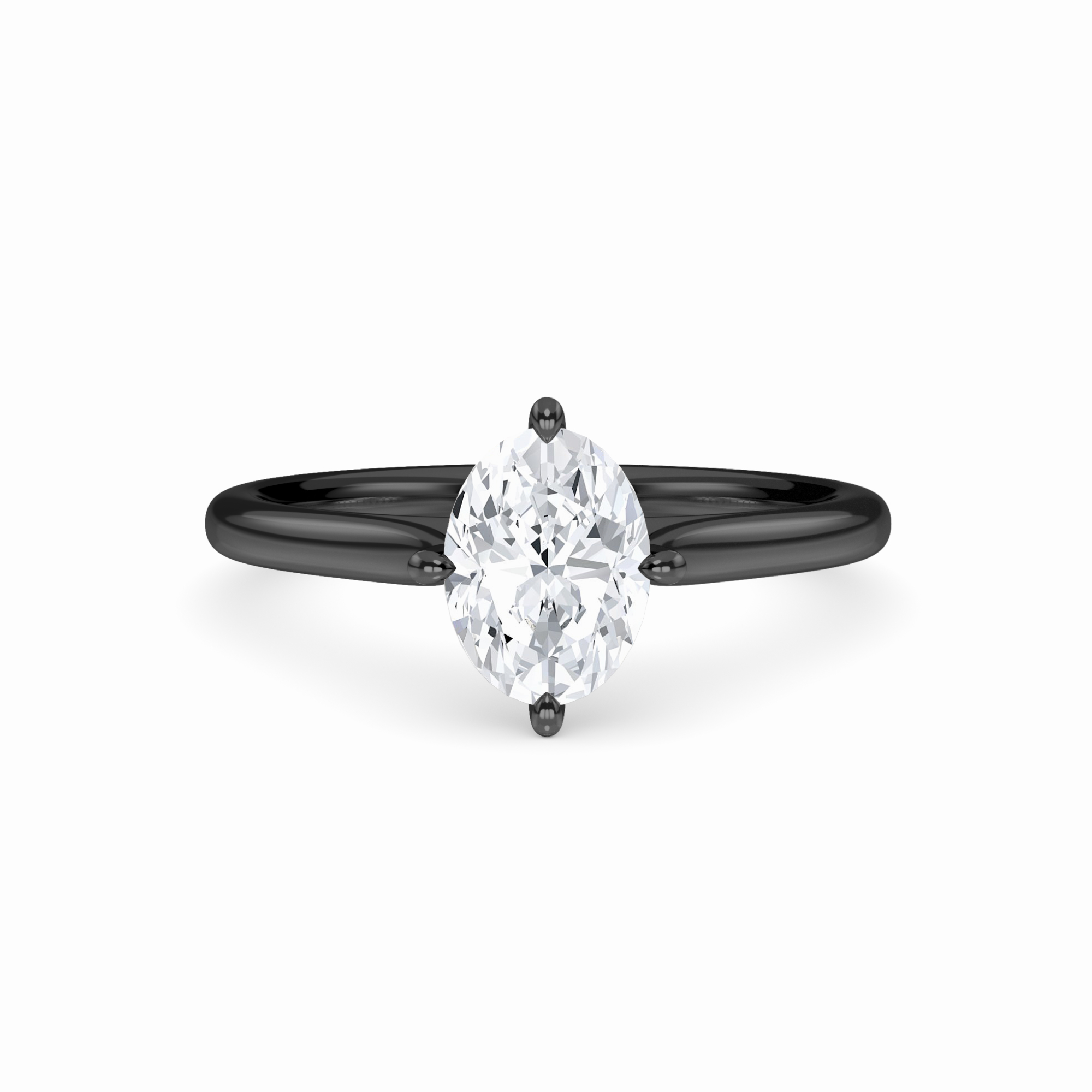 White Diamond V Prong Solitaire Engagement Ring - Therese