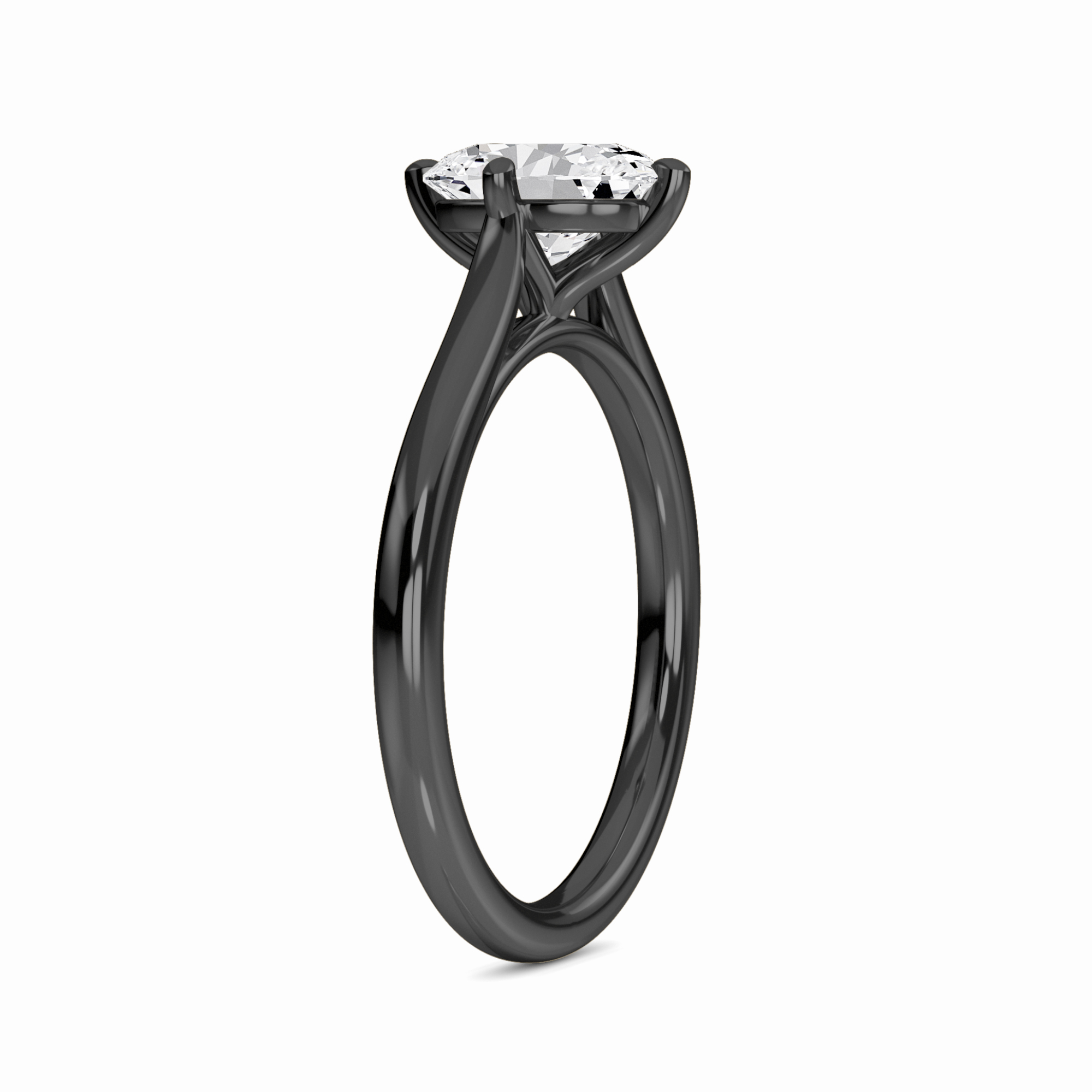 White Diamond V Prong Solitaire Engagement Ring - Therese