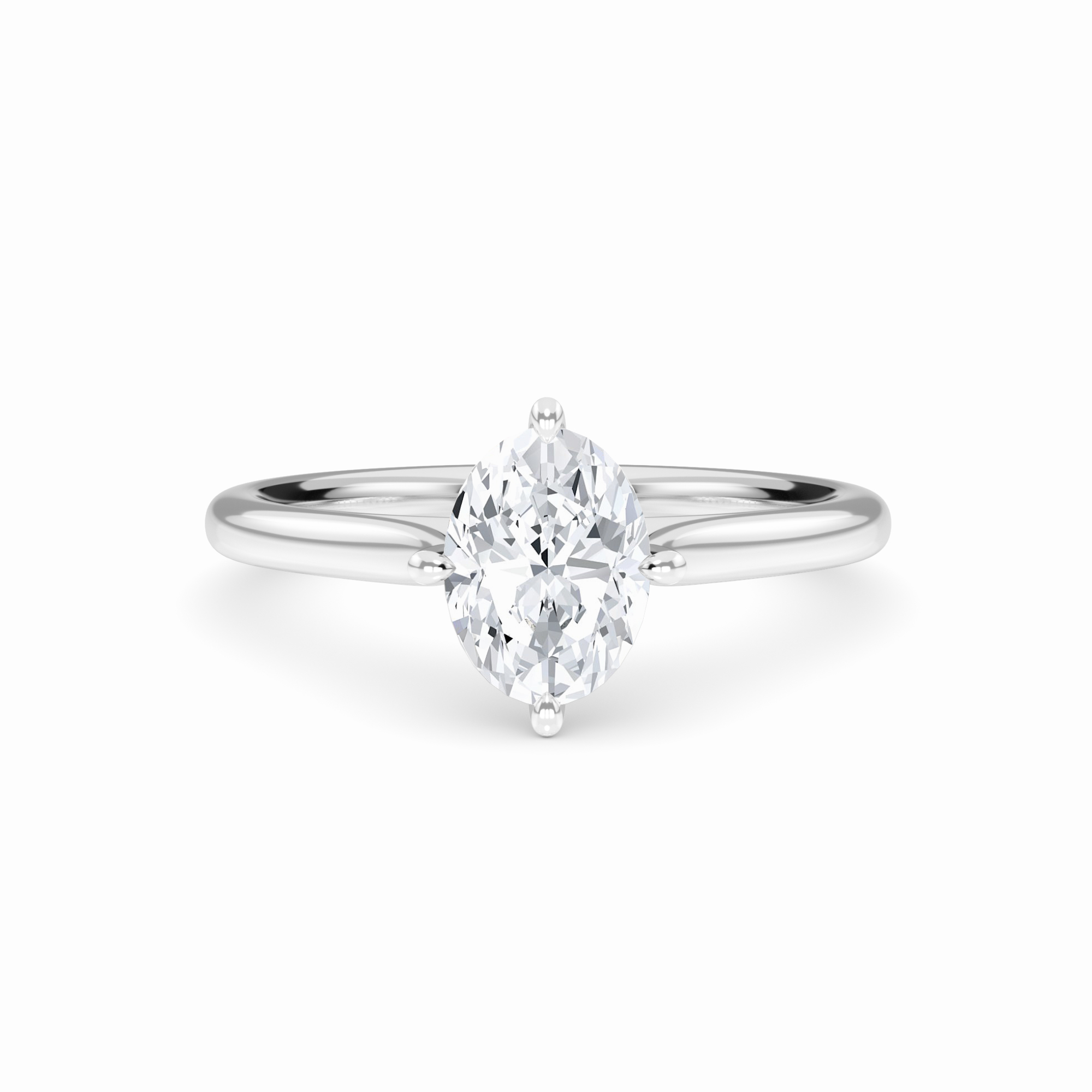 White Diamond V Prong Solitaire Engagement Ring - Therese