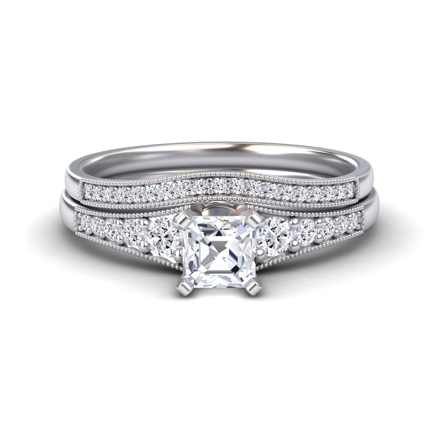 White Diamond Vintage-Inspired Bridal Engagement Ring - Tracy