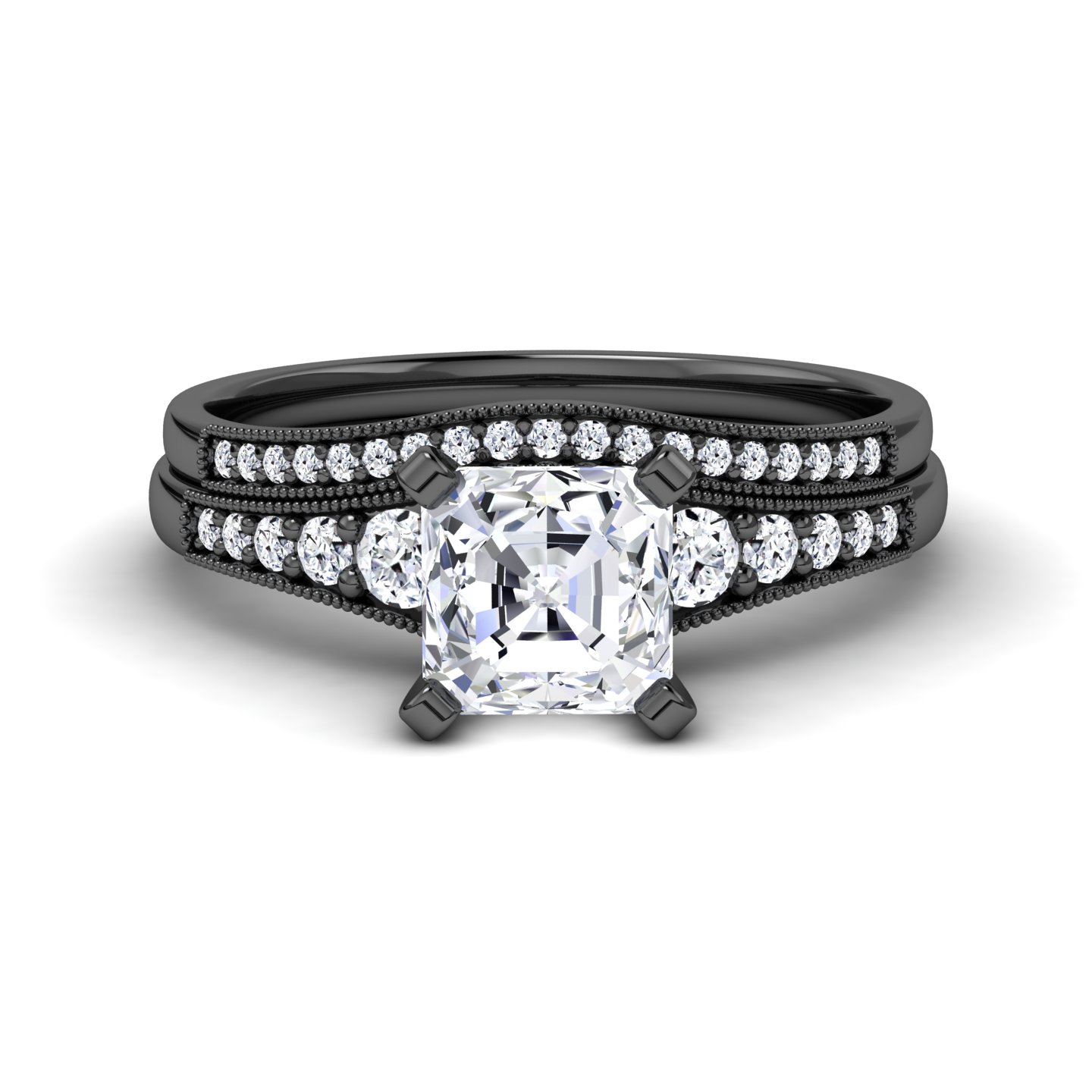 White Diamond Vintage-Inspired Bridal Engagement Ring - Tracy
