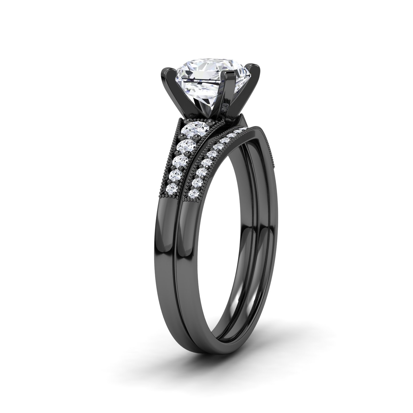 White Diamond Vintage-Inspired Bridal Engagement Ring - Tracy