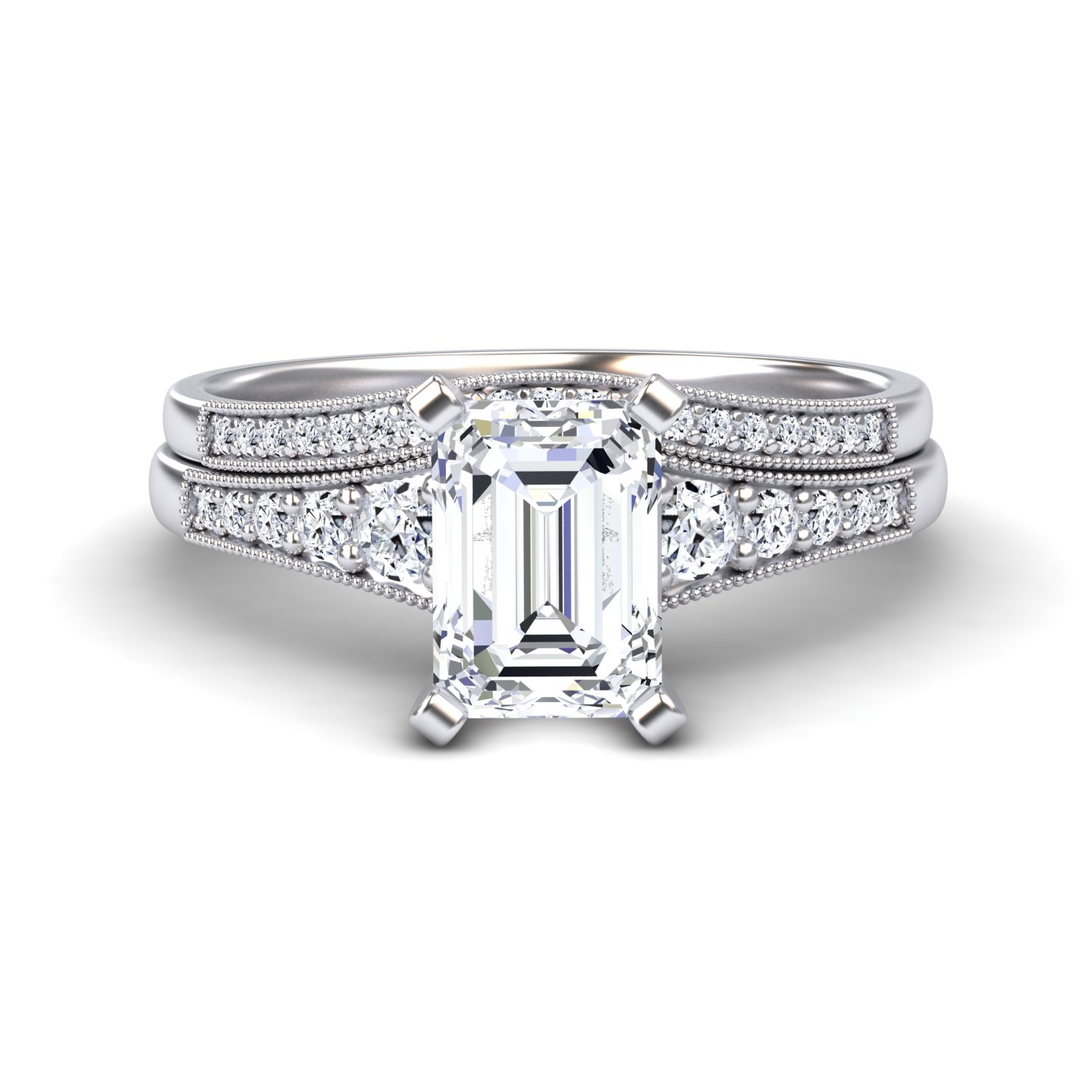 White Diamond Vintage-Inspired Bridal Engagement Ring - Tracy