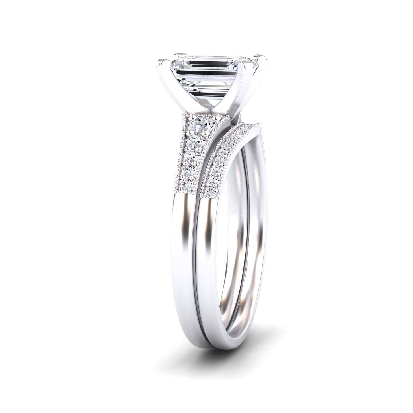 White Diamond Vintage-Inspired Bridal Engagement Ring - Tracy