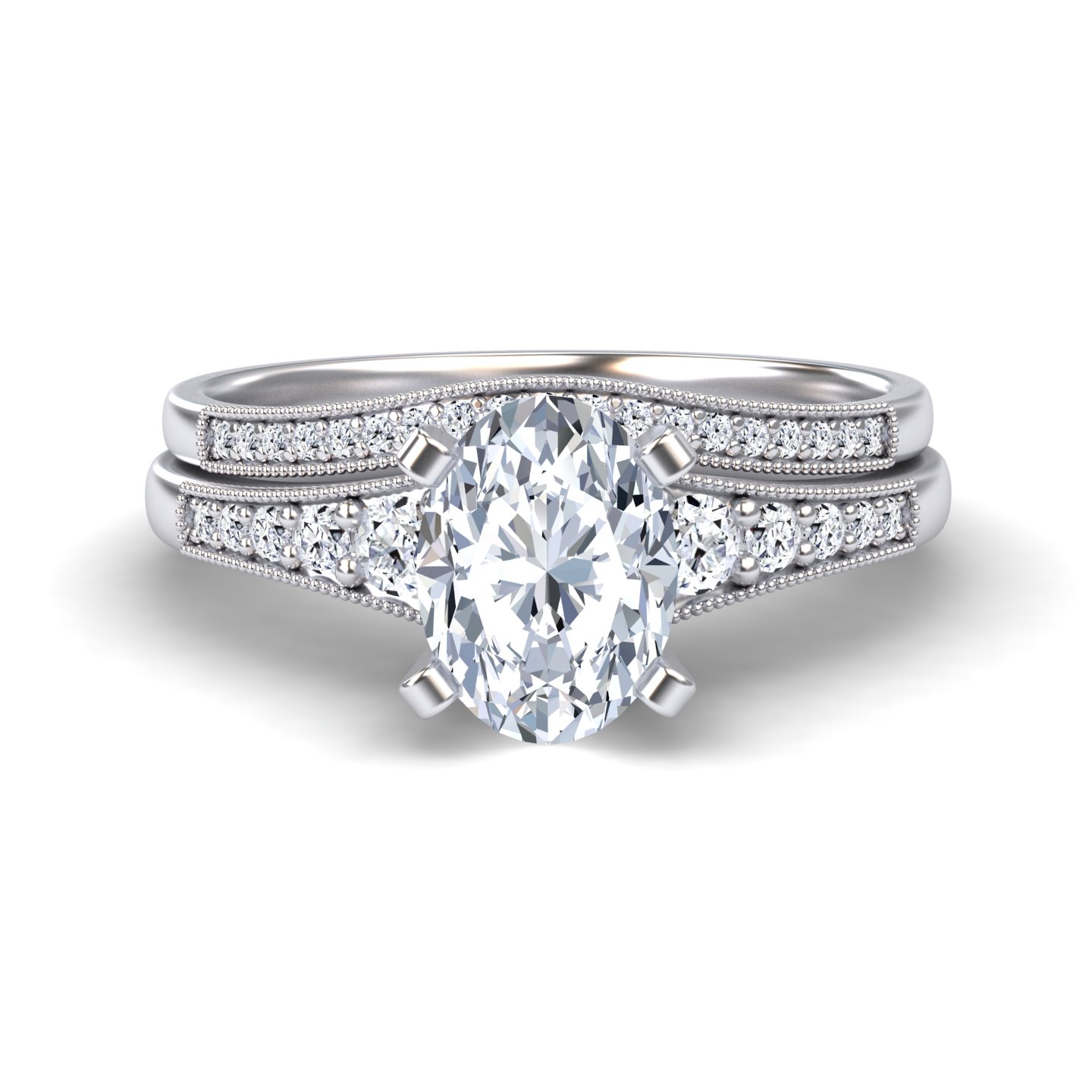 White Diamond Vintage-Inspired Bridal Engagement Ring - Tracy
