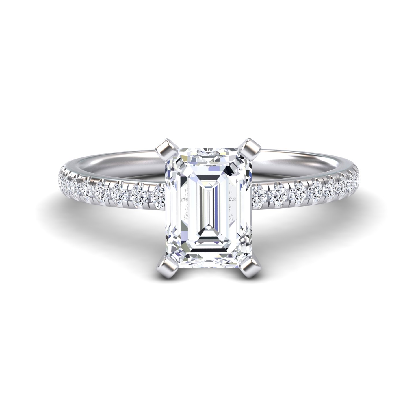 White Diamond Modern Pave Set Engagement Ring - Nerissa