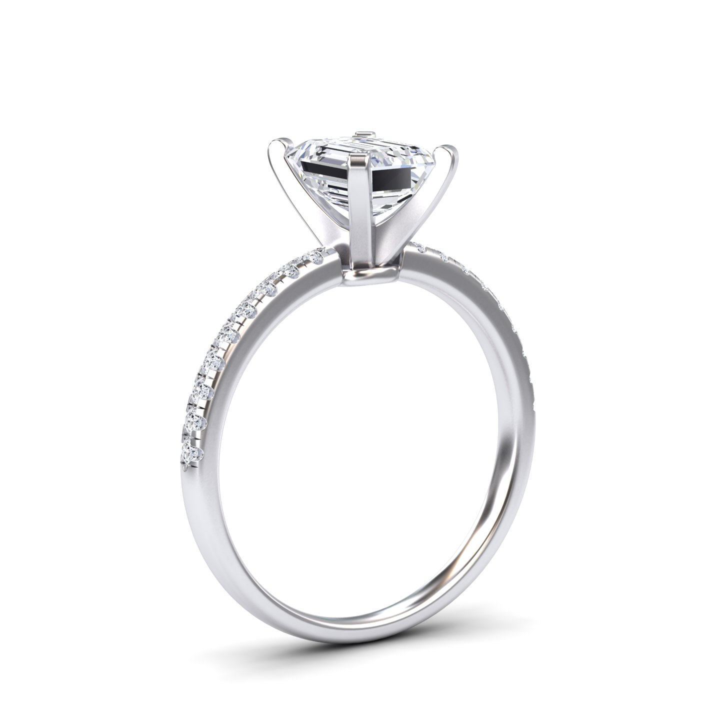 White Diamond Modern Pave Set Engagement Ring - Nerissa