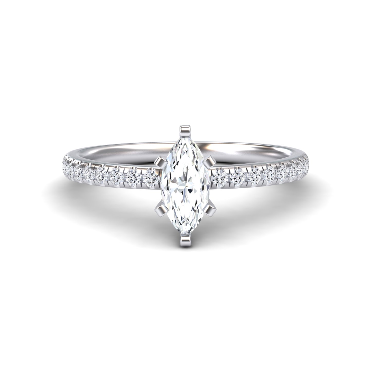 White Diamond Modern Pave Set Engagement Ring - Nerissa