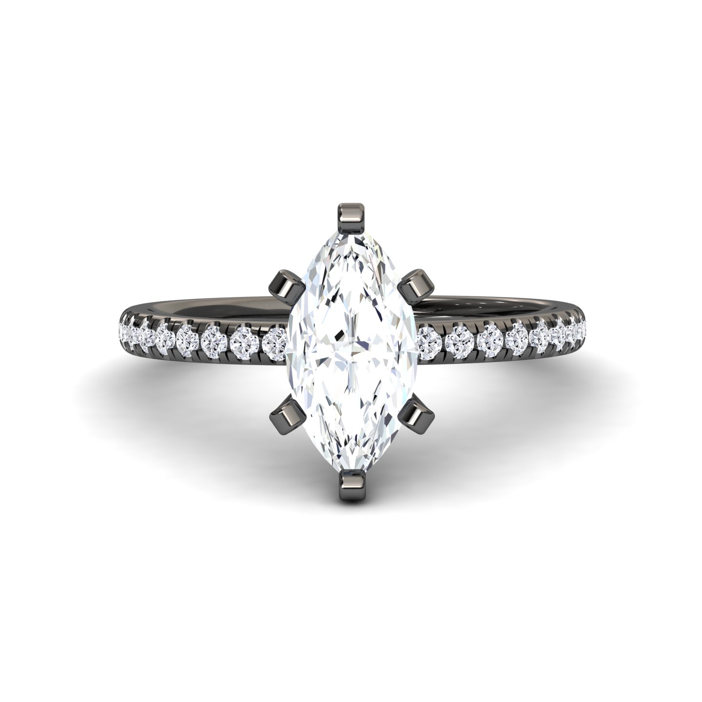 White Diamond Modern Pave Set Engagement Ring - Nerissa