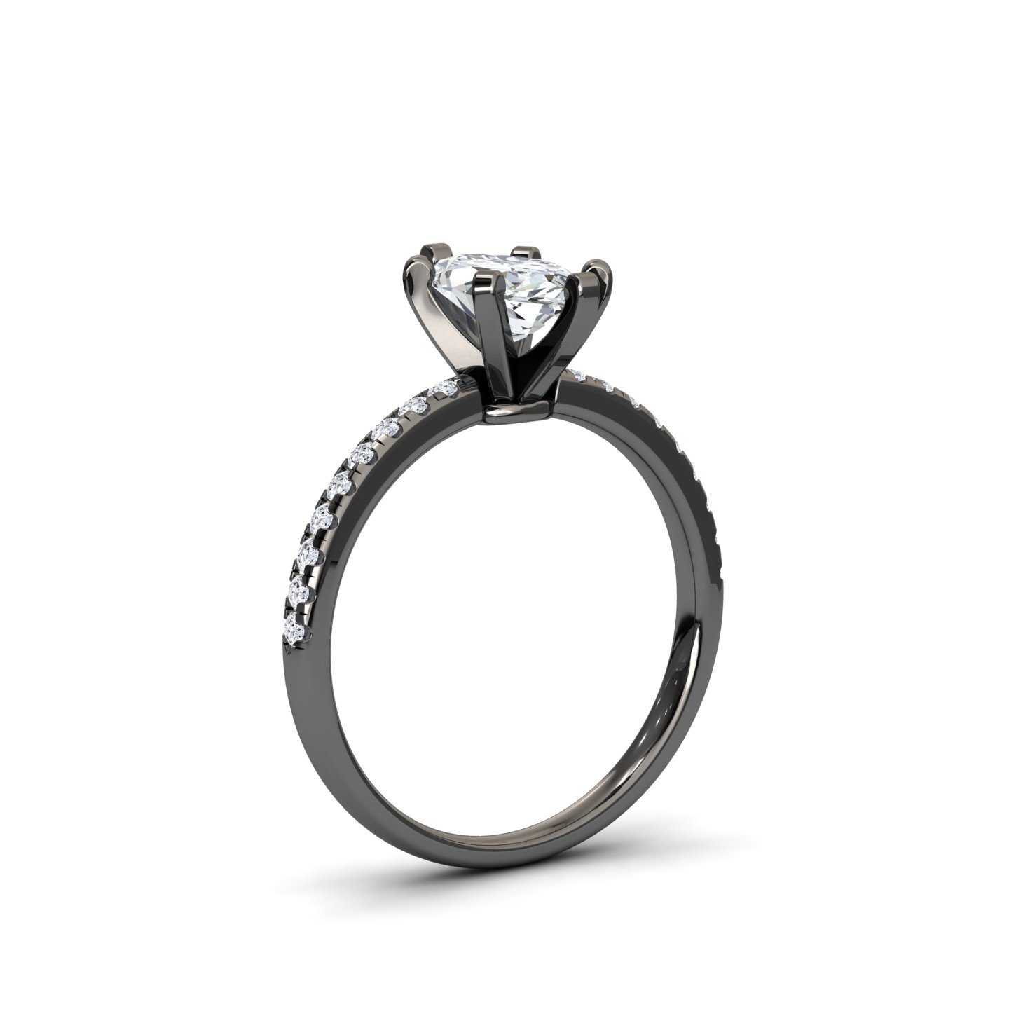 White Diamond Modern Pave Set Engagement Ring - Nerissa