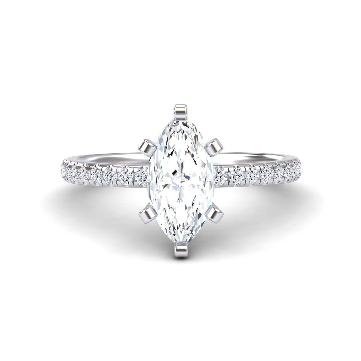 White Diamond Modern Pave Set Engagement Ring - Nerissa