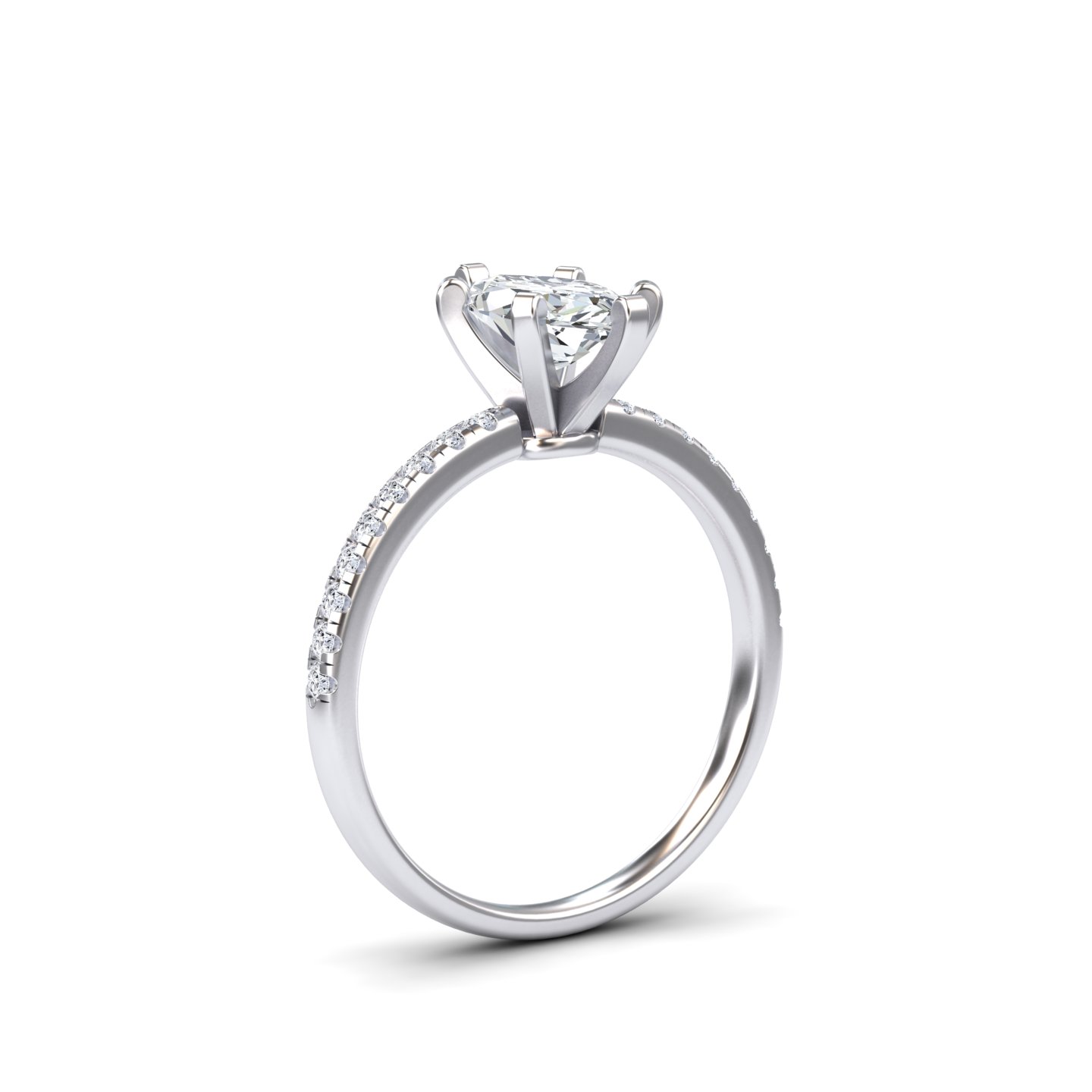 White Diamond Modern Pave Set Engagement Ring - Nerissa