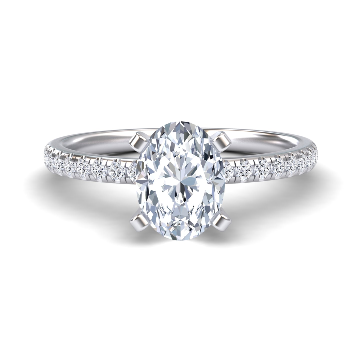 White Diamond Modern Pave Set Engagement Ring - Nerissa