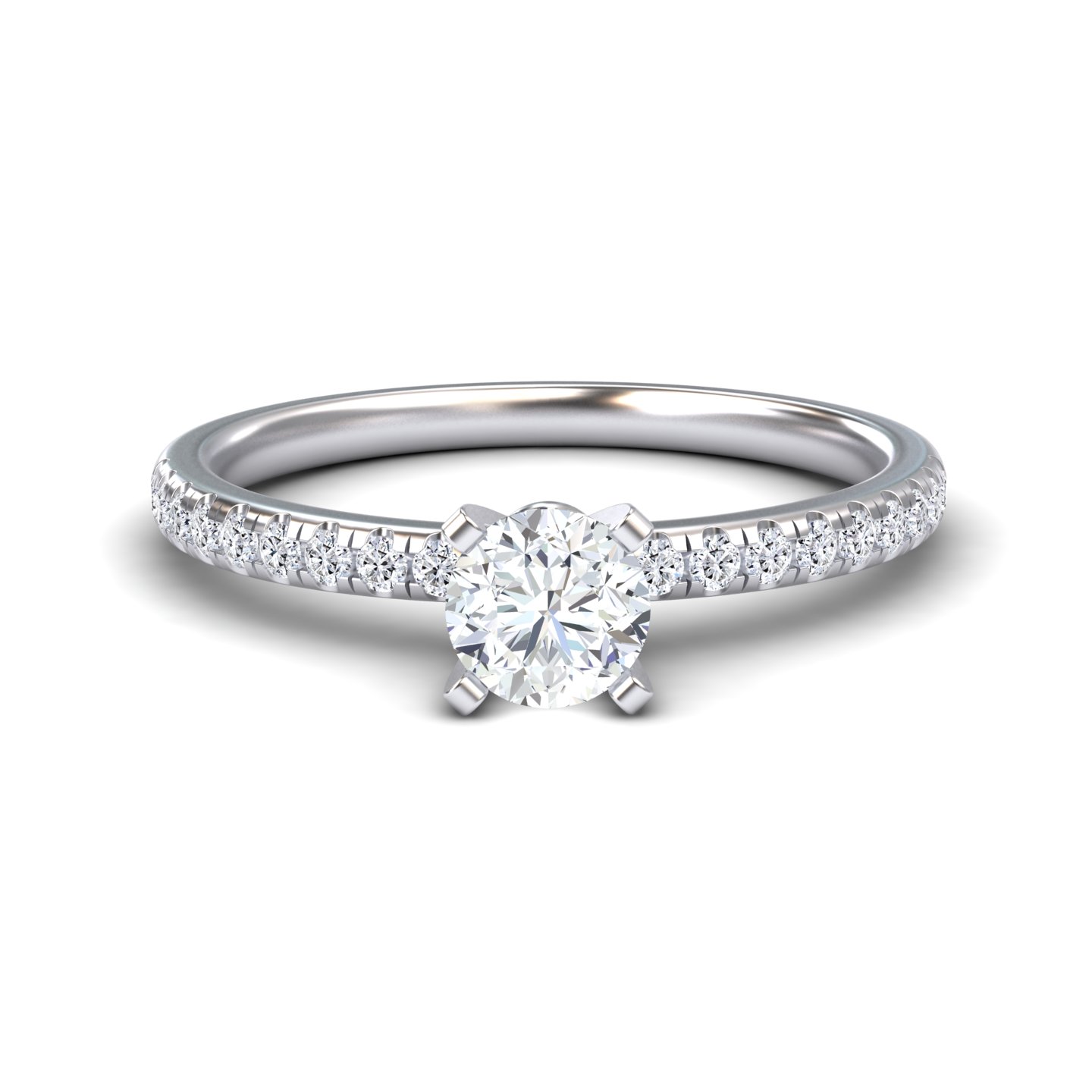 White Diamond Modern Pave Set Engagement Ring - Nerissa