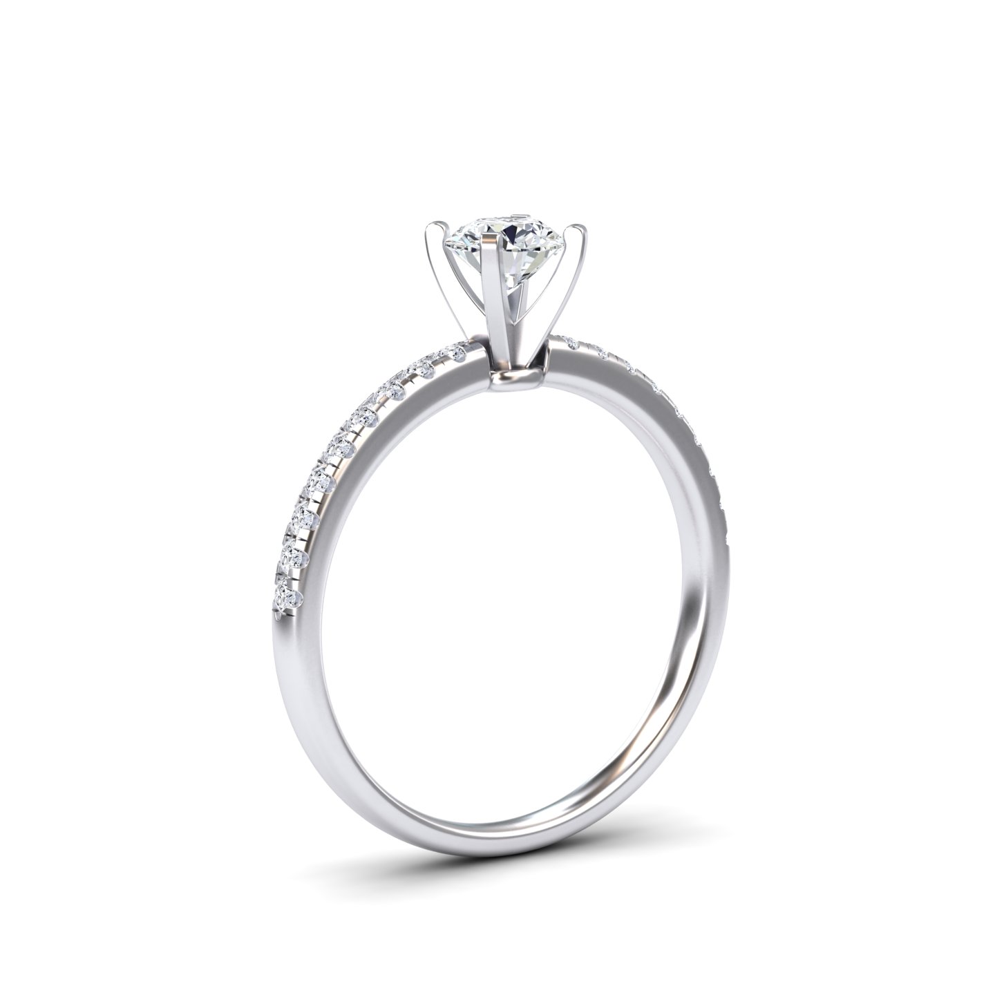 White Diamond Modern Pave Set Engagement Ring - Nerissa