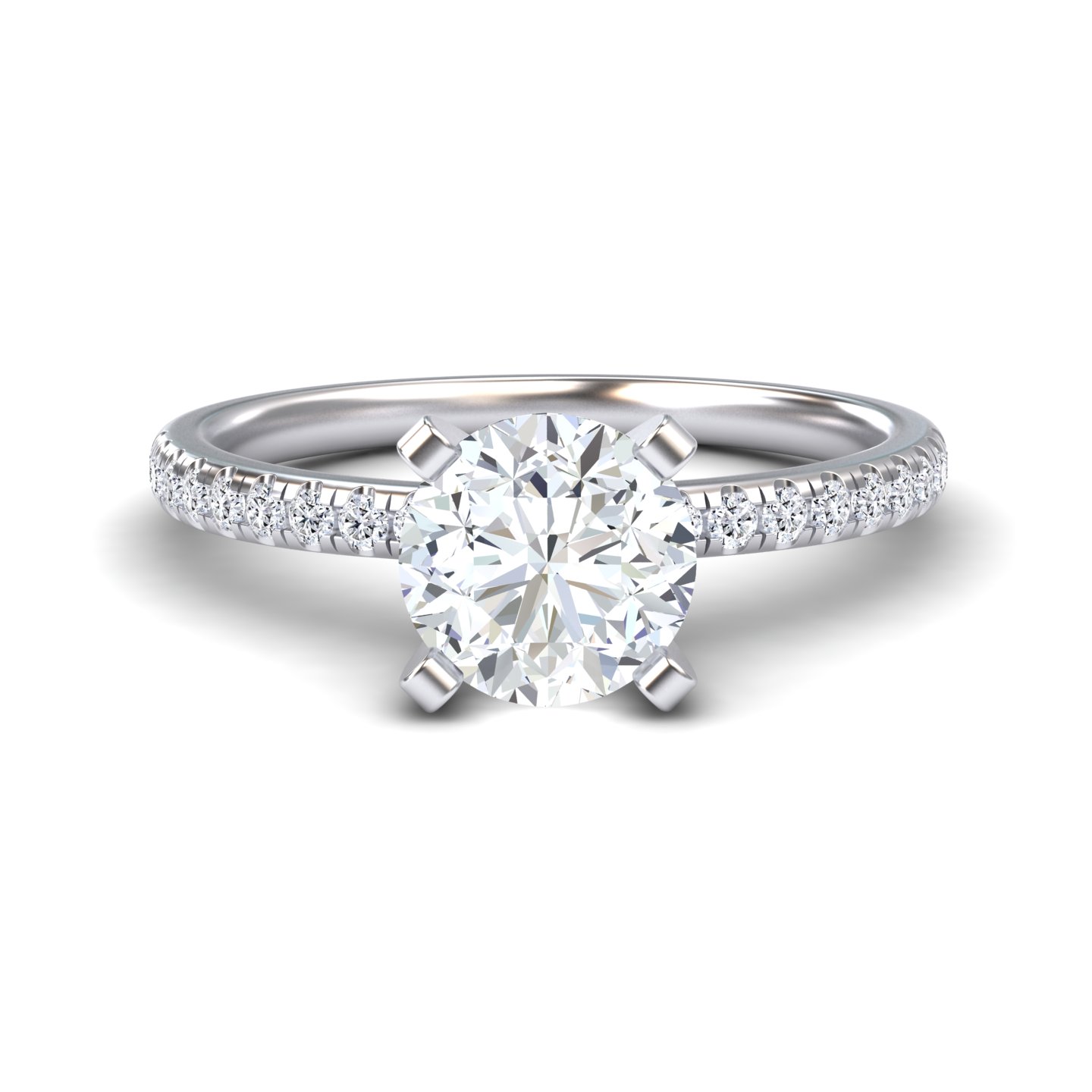 White Diamond Modern Pave Set Engagement Ring - Nerissa