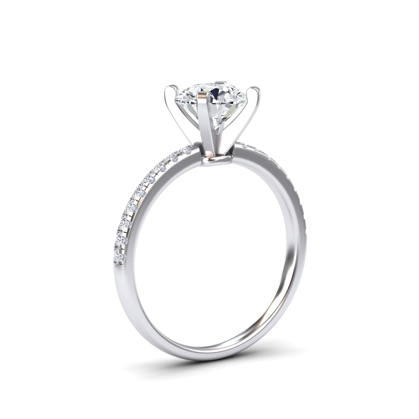 White Diamond Modern Pave Set Engagement Ring - Nerissa