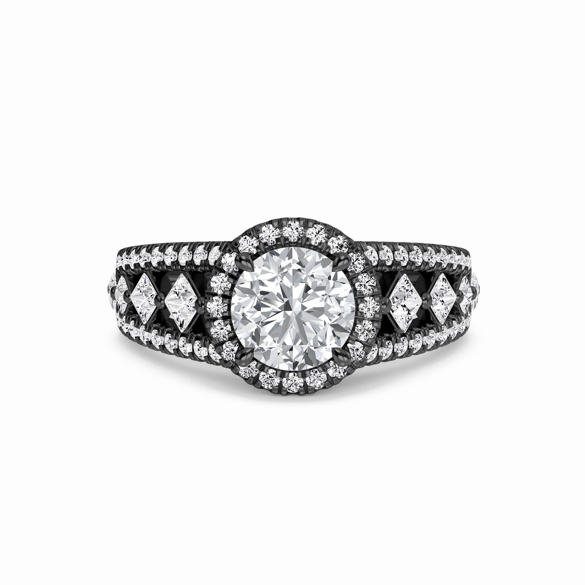 White Diamond Vintage Lattice Halo Engagement Ring - Kashvi