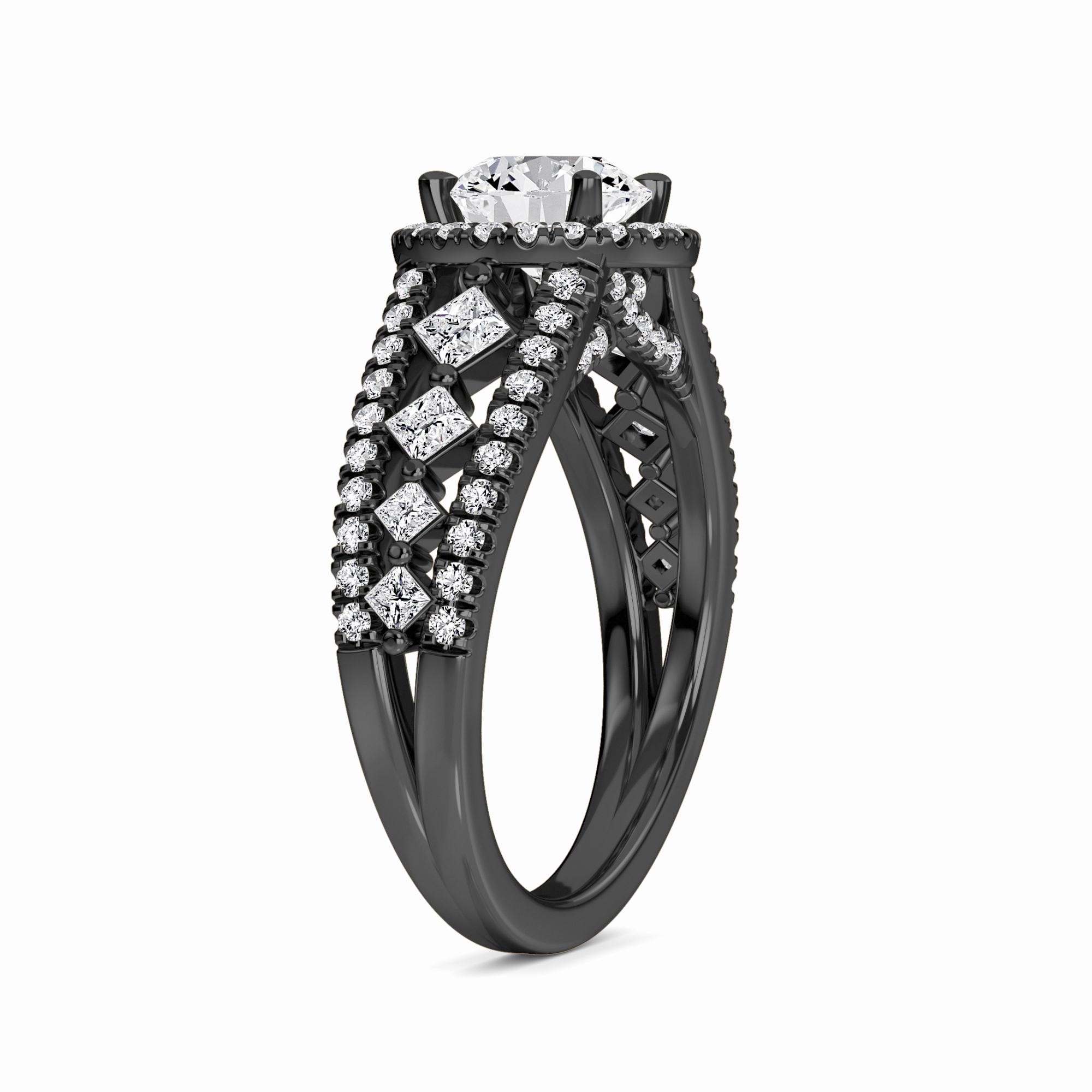 White Diamond Vintage Lattice Halo Engagement Ring - Kashvi